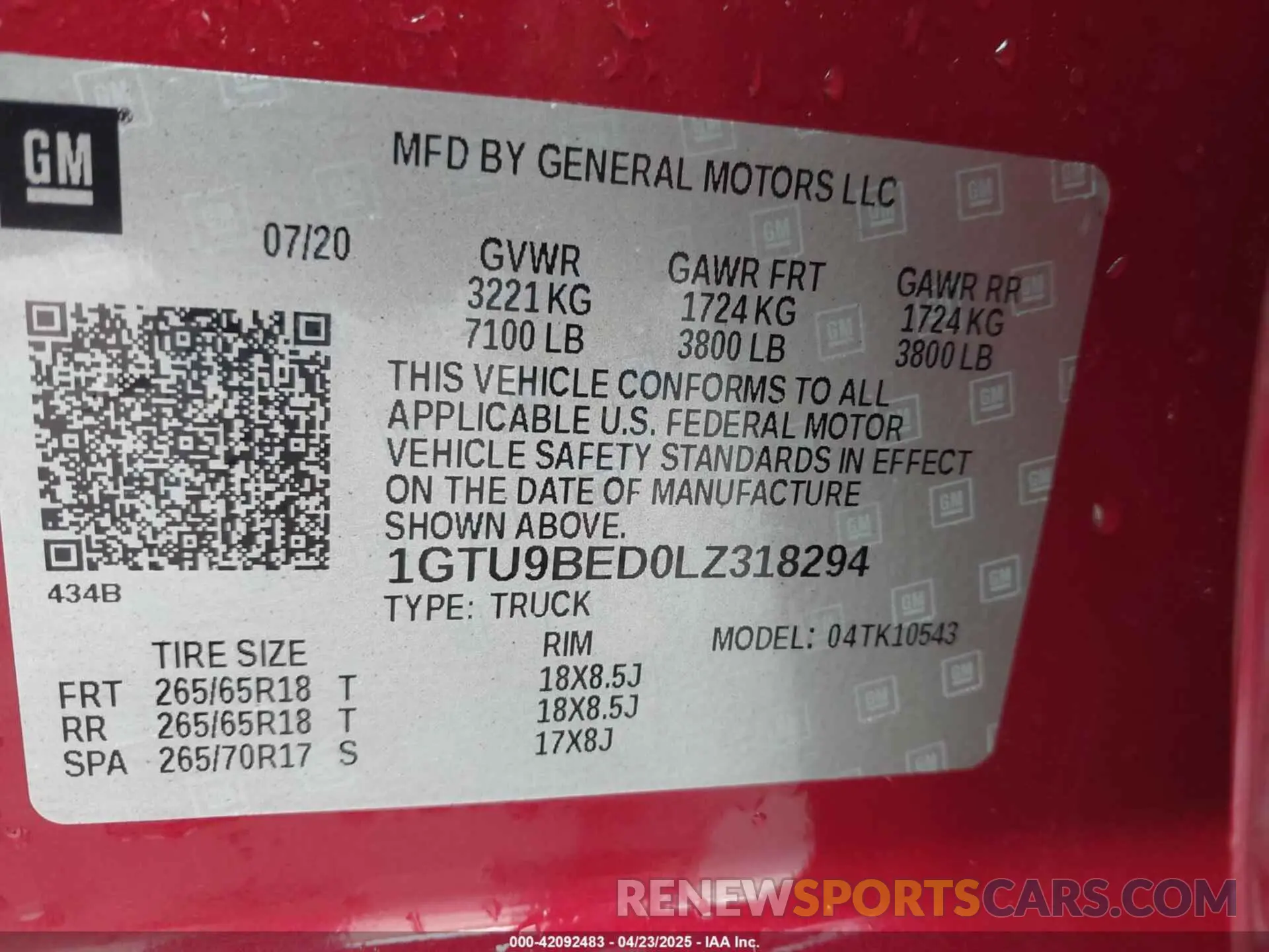 9 fotografías del automóvil dañado 1GTU9BED0LZ318294 GMC SIERRA 1500 2020