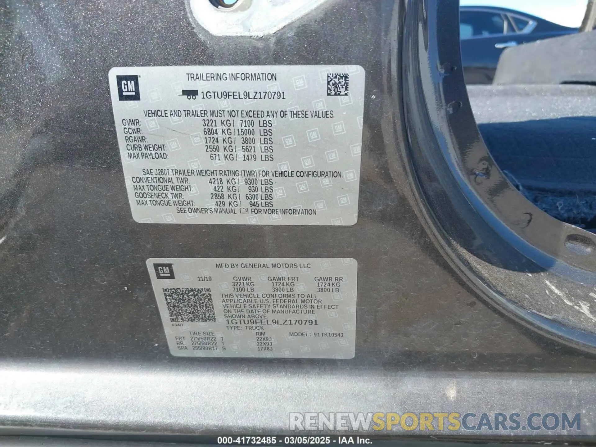 9 fotografías del automóvil dañado 1GTU9FEL9LZ170791 GMC SIERRA 1500 2020
