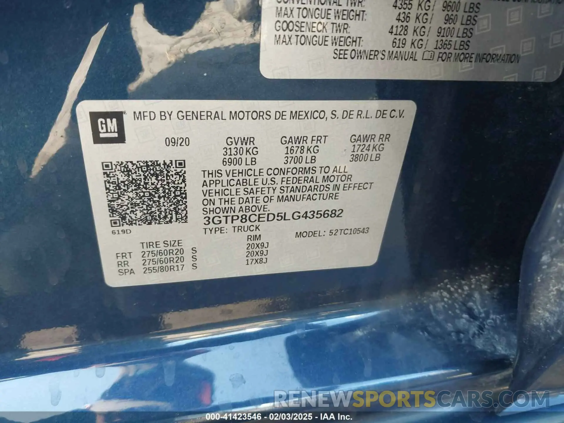 9 fotografías del automóvil dañado 3GTP8CED5LG435682 GMC SIERRA 1500 2020