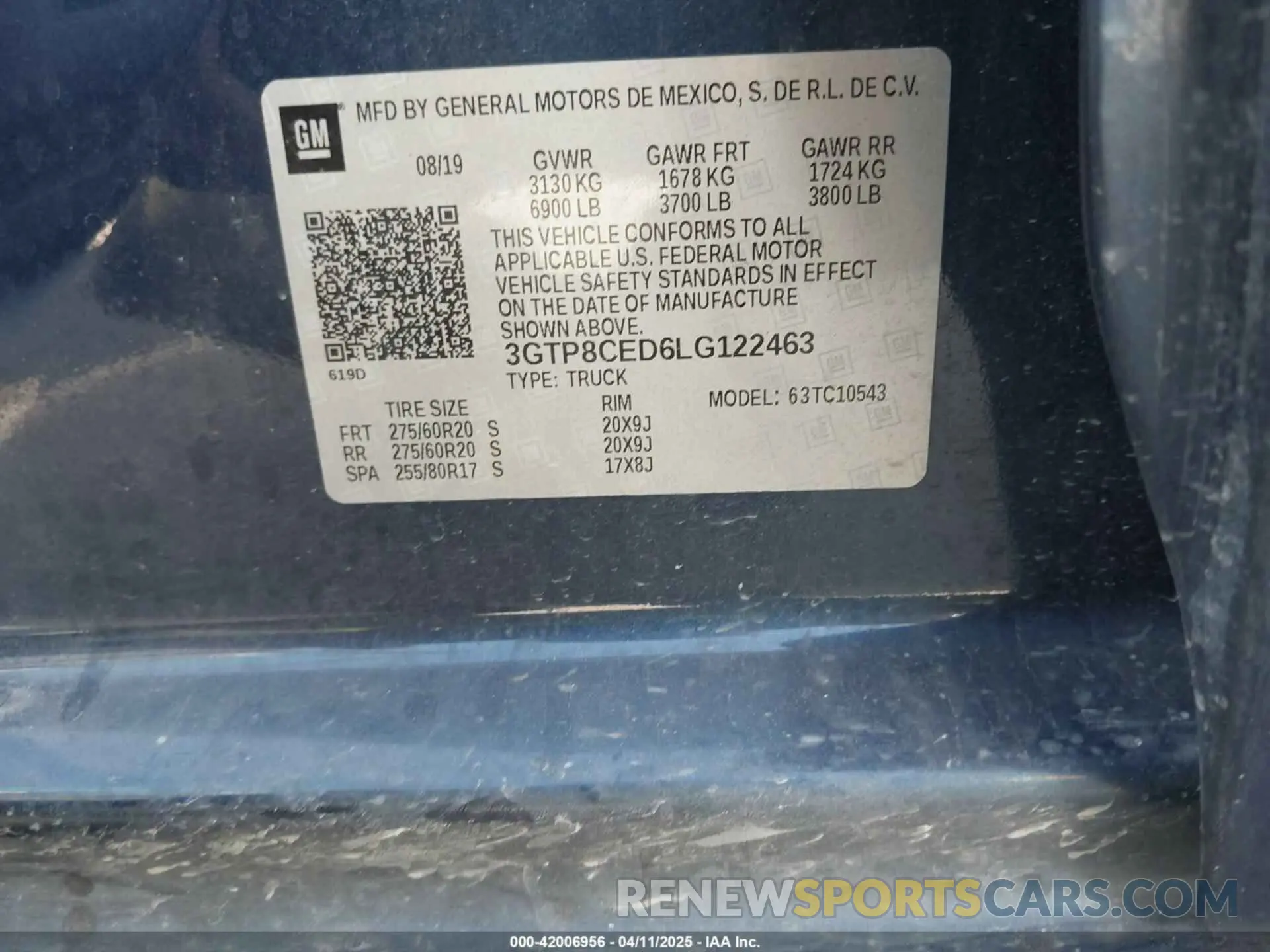 9 fotografías del automóvil dañado 3GTP8CED6LG122463 GMC SIERRA 1500 2020