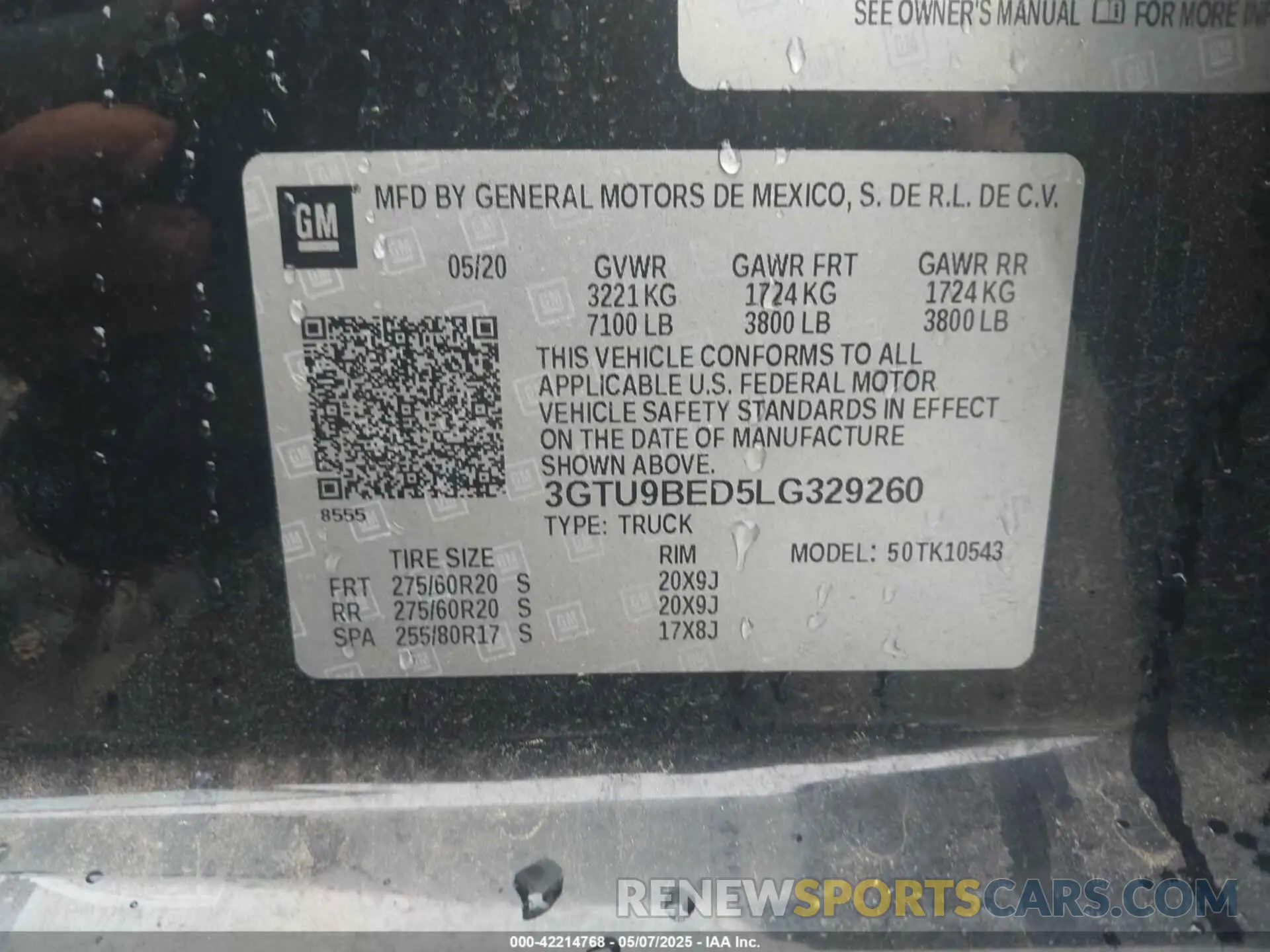 9 fotografías del automóvil dañado 3GTU9BED5LG329260 GMC SIERRA 1500 2020