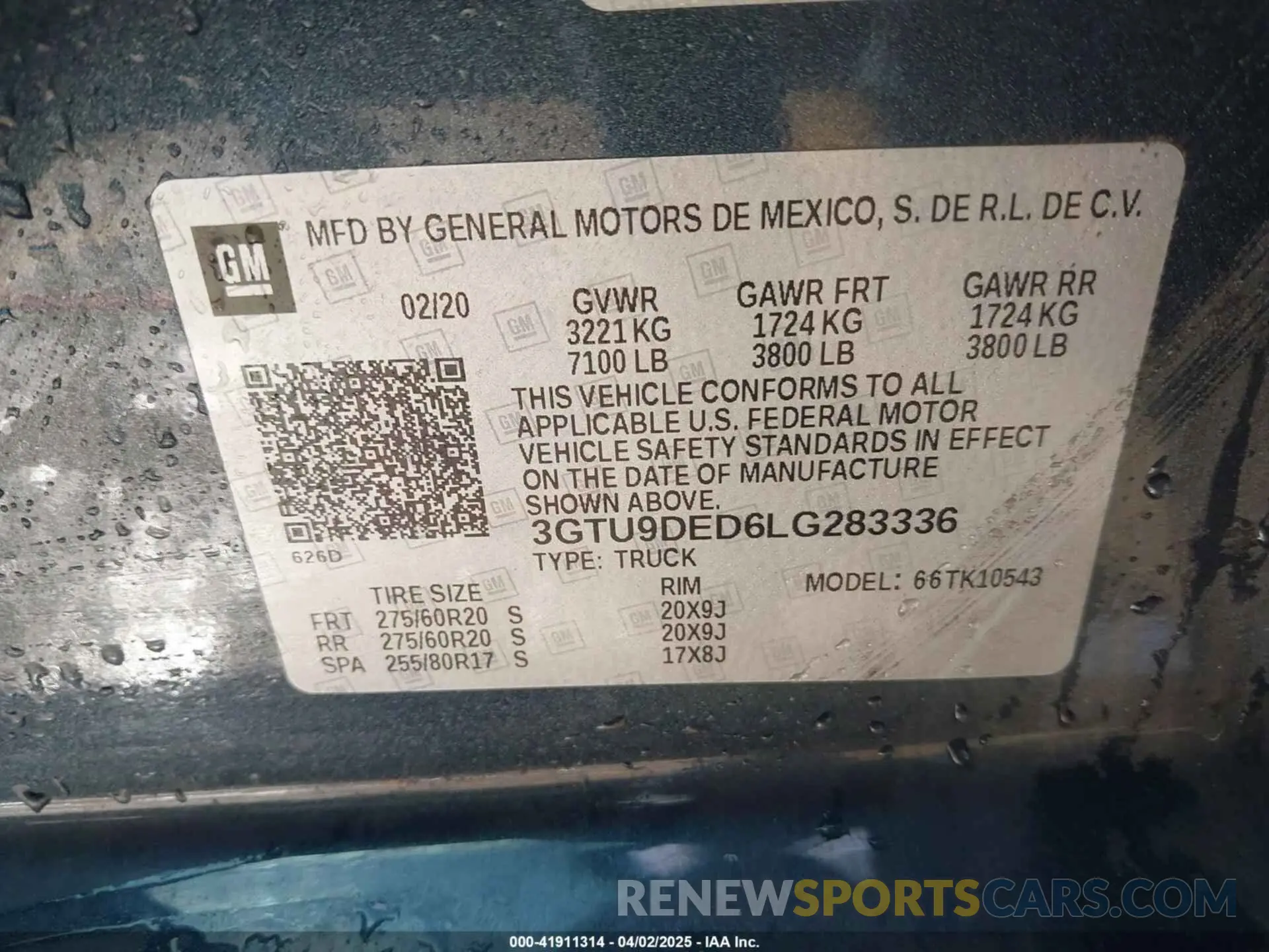 9 fotografías del automóvil dañado 3GTU9DED6LG283336 GMC SIERRA 1500 2020