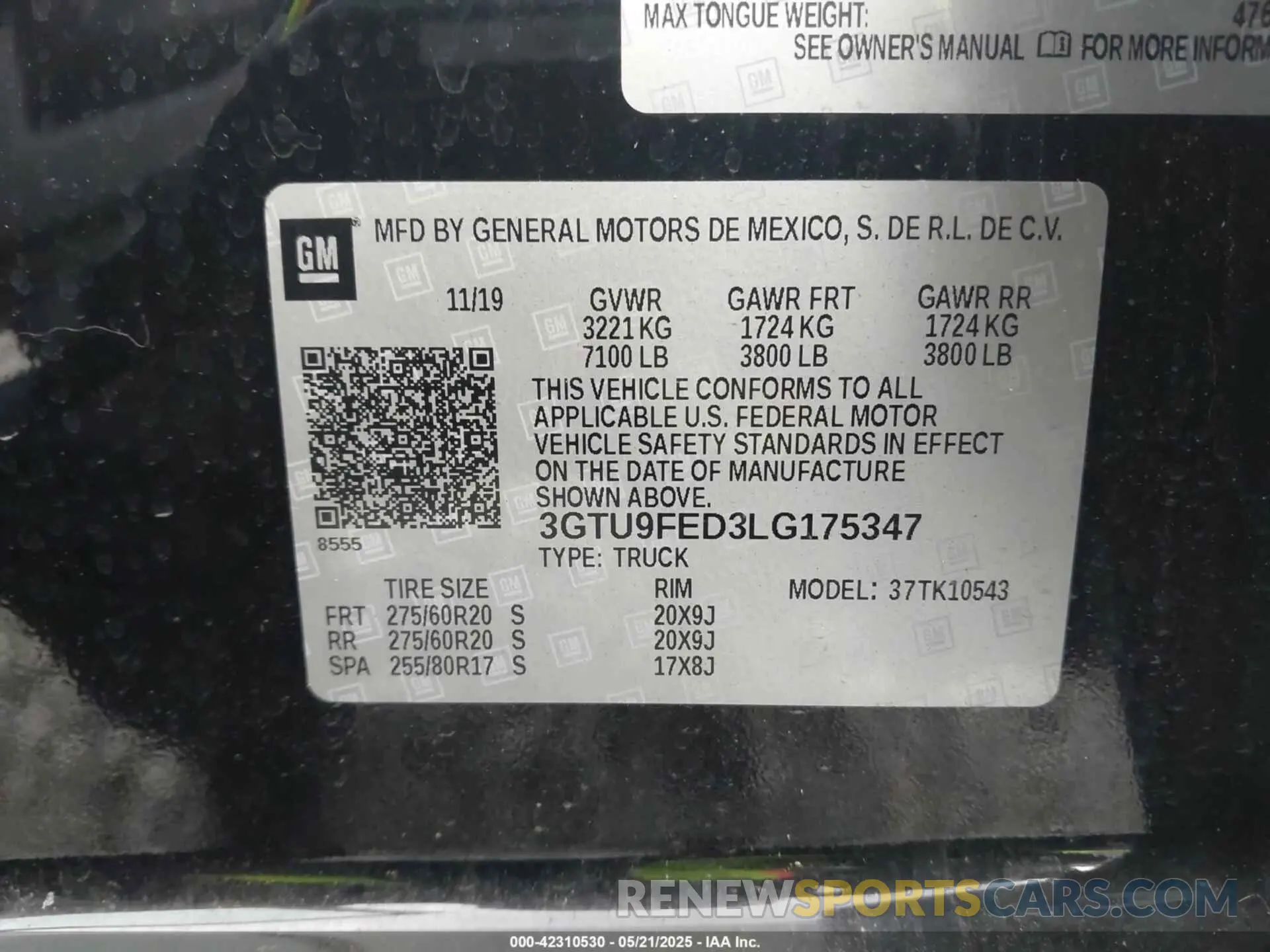 9 fotografías del automóvil dañado 3GTU9FED3LG175347 GMC SIERRA 1500 2020
