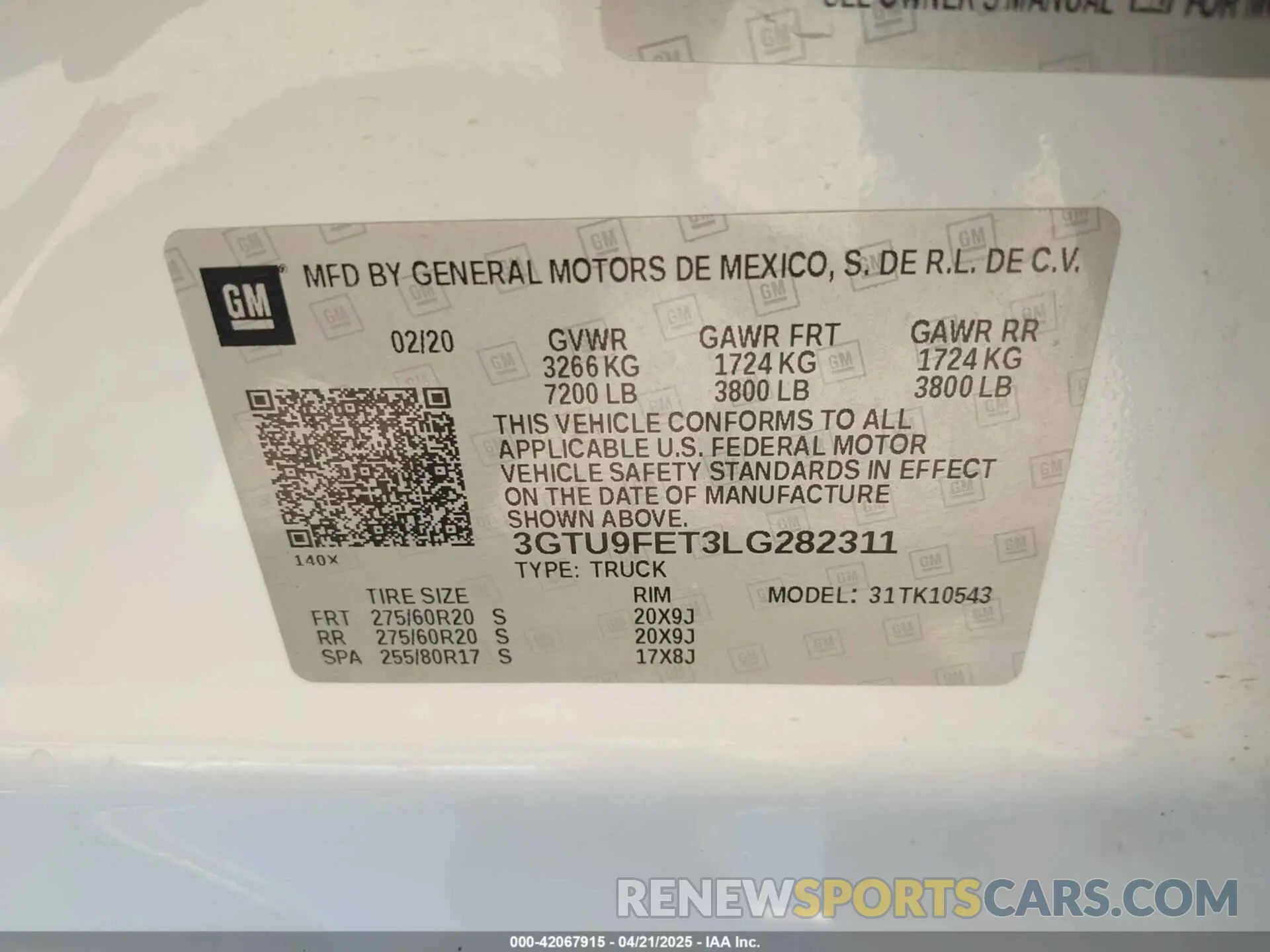 9 fotografías del automóvil dañado 3GTU9FET3LG282311 GMC SIERRA 1500 2020