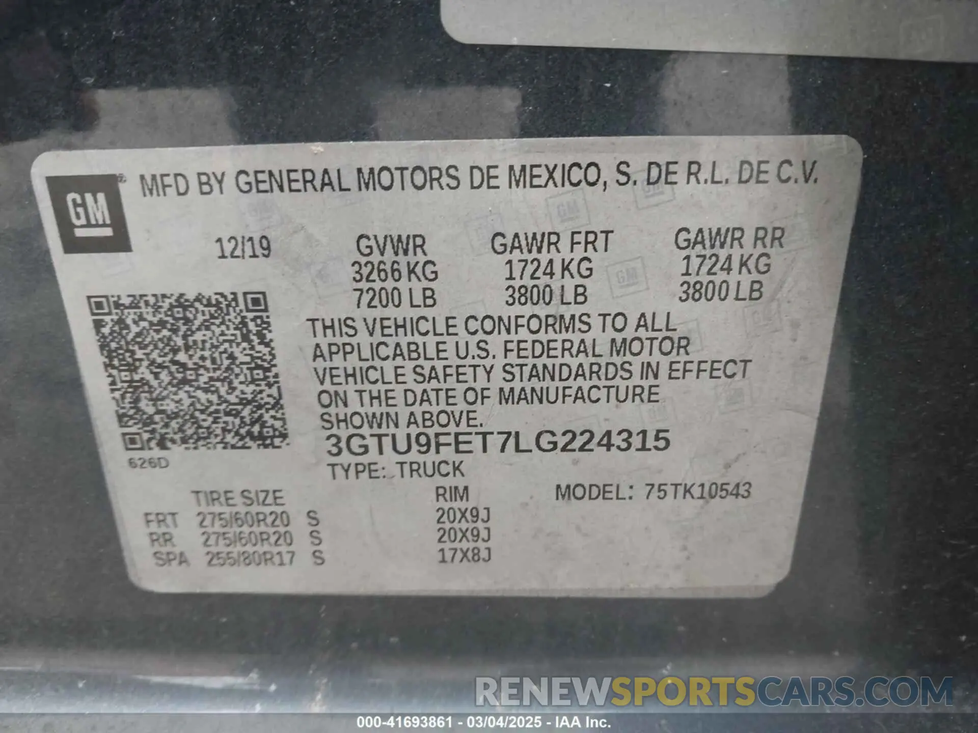 9 fotografías del automóvil dañado 3GTU9FET7LG224315 GMC SIERRA 1500 2020
