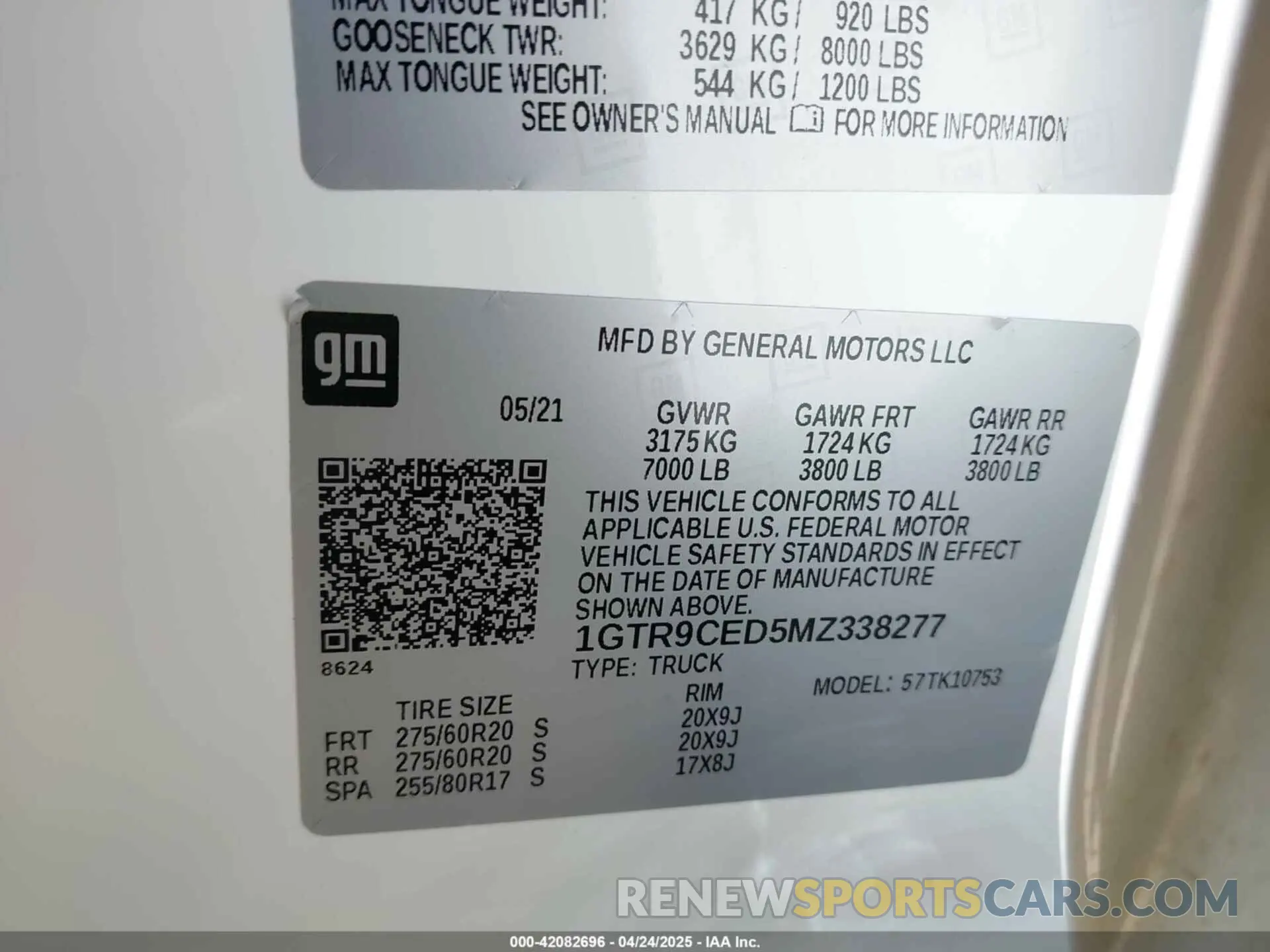 9 fotografías del automóvil dañado 1GTR9CED5MZ338277 GMC SIERRA 1500 2021