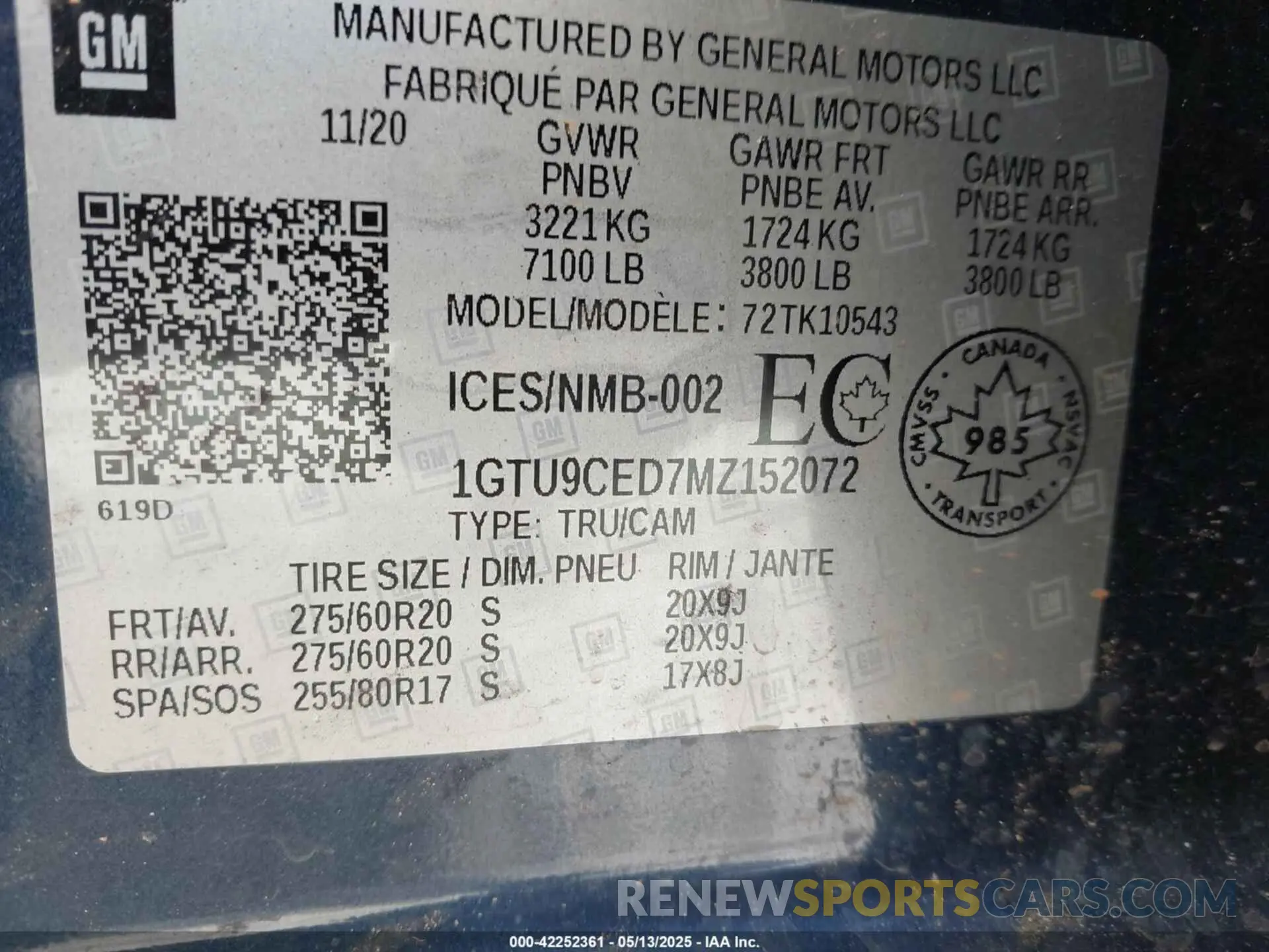 9 fotografías del automóvil dañado 1GTU9CED7MZ152072 GMC SIERRA 1500 2021