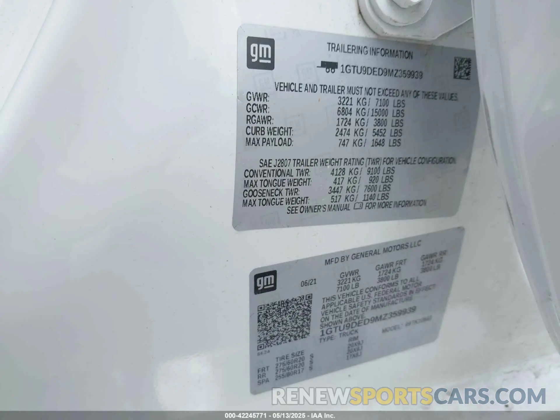 9 fotografías del automóvil dañado 1GTU9DED9MZ359939 GMC SIERRA 1500 2021