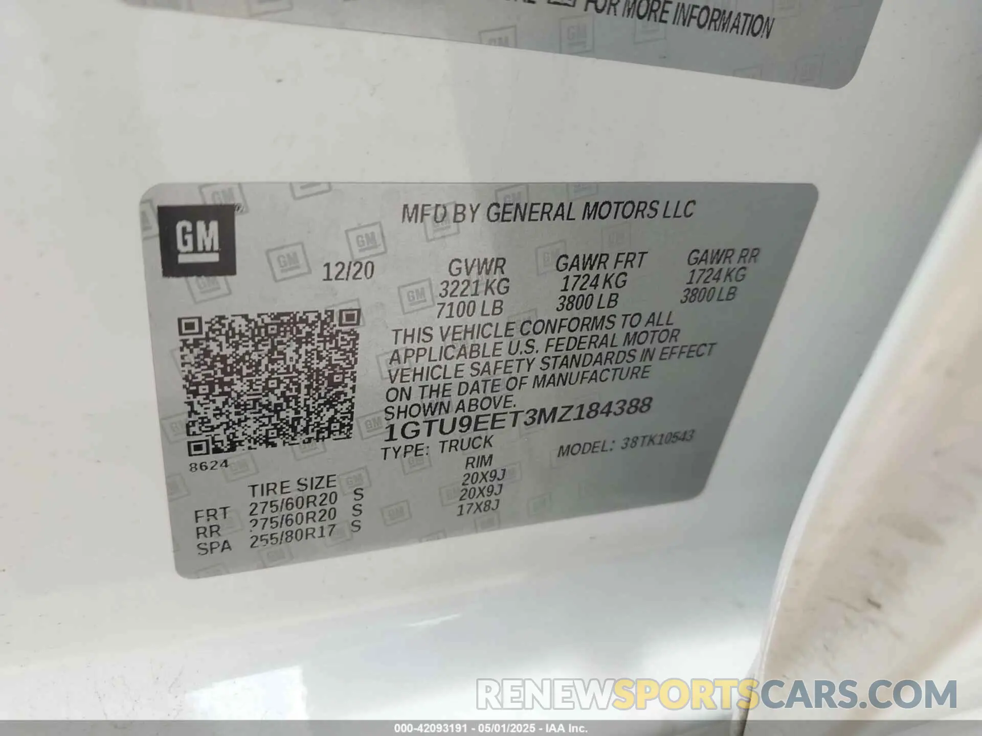 9 fotografías del automóvil dañado 1GTU9EET3MZ184388 GMC SIERRA 1500 2021