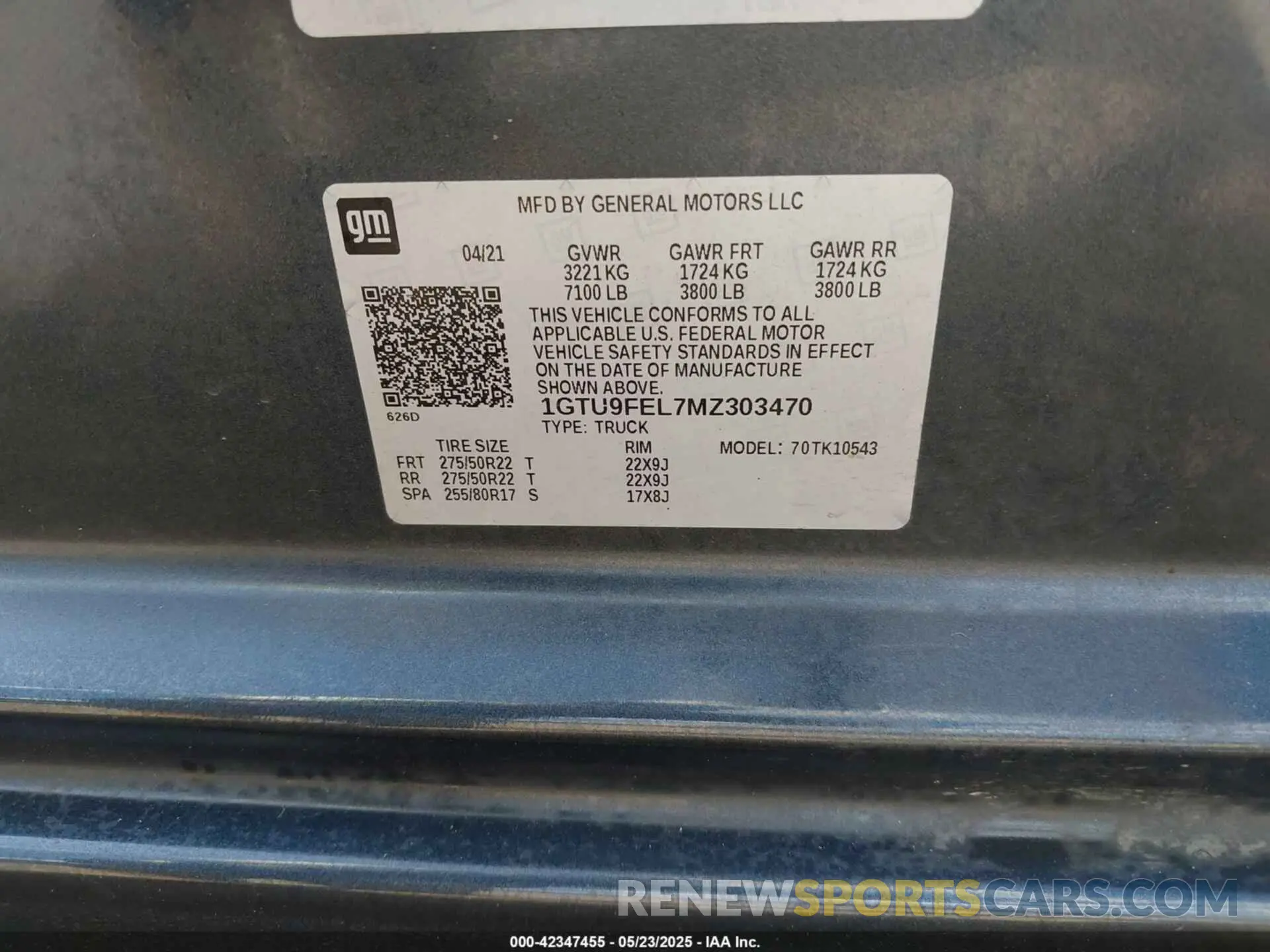 9 fotografías del automóvil dañado 1GTU9FEL7MZ303470 GMC SIERRA 1500 2021