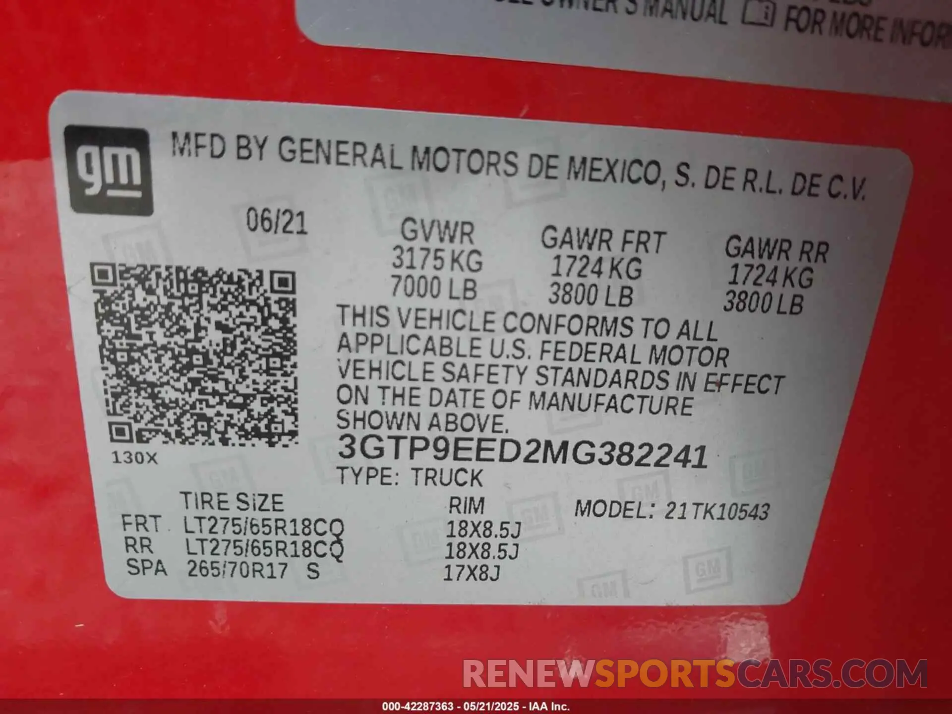 9 fotografías del automóvil dañado 3GTP9EED2MG382241 GMC SIERRA 1500 2021