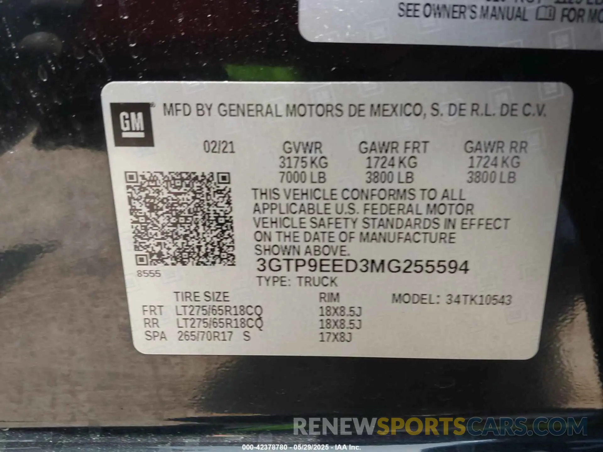 9 fotografías del automóvil dañado 3GTP9EED3MG255594 GMC SIERRA 1500 2021