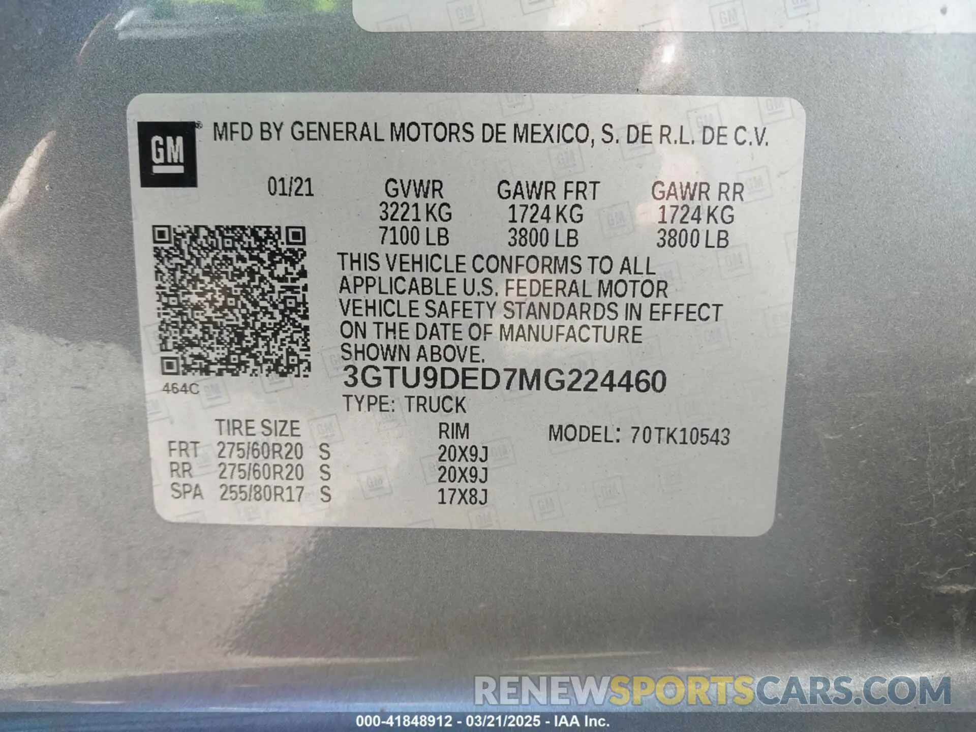 9 fotografías del automóvil dañado 3GTU9DED7MG224460 GMC SIERRA 1500 2021