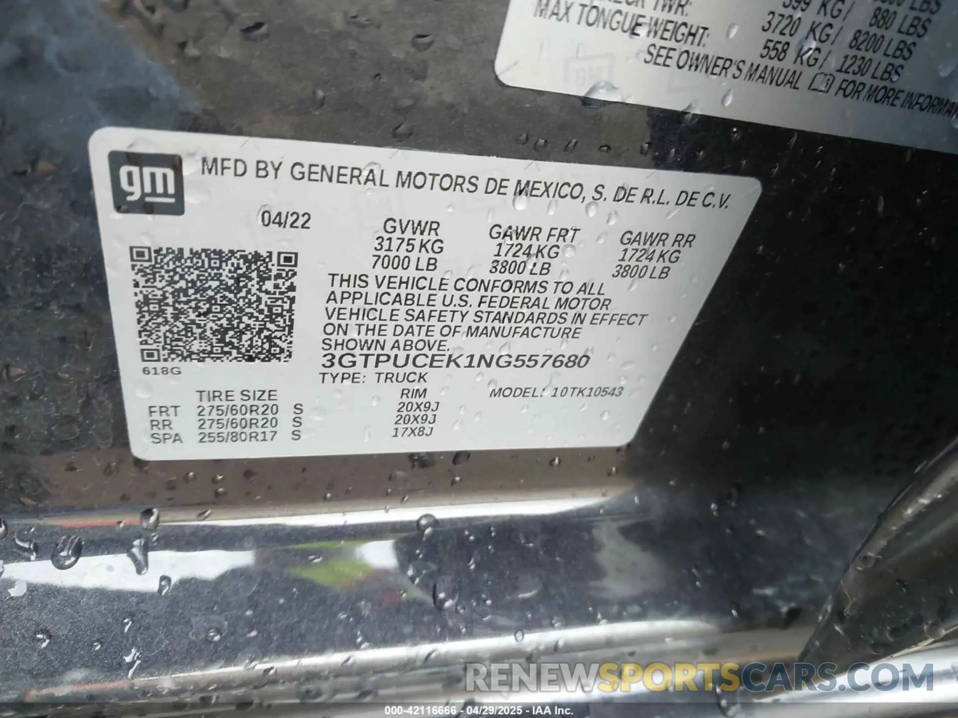 9 fotografías del automóvil dañado 3GTPUCEK1NG557680 GMC SIERRA 1500 2022