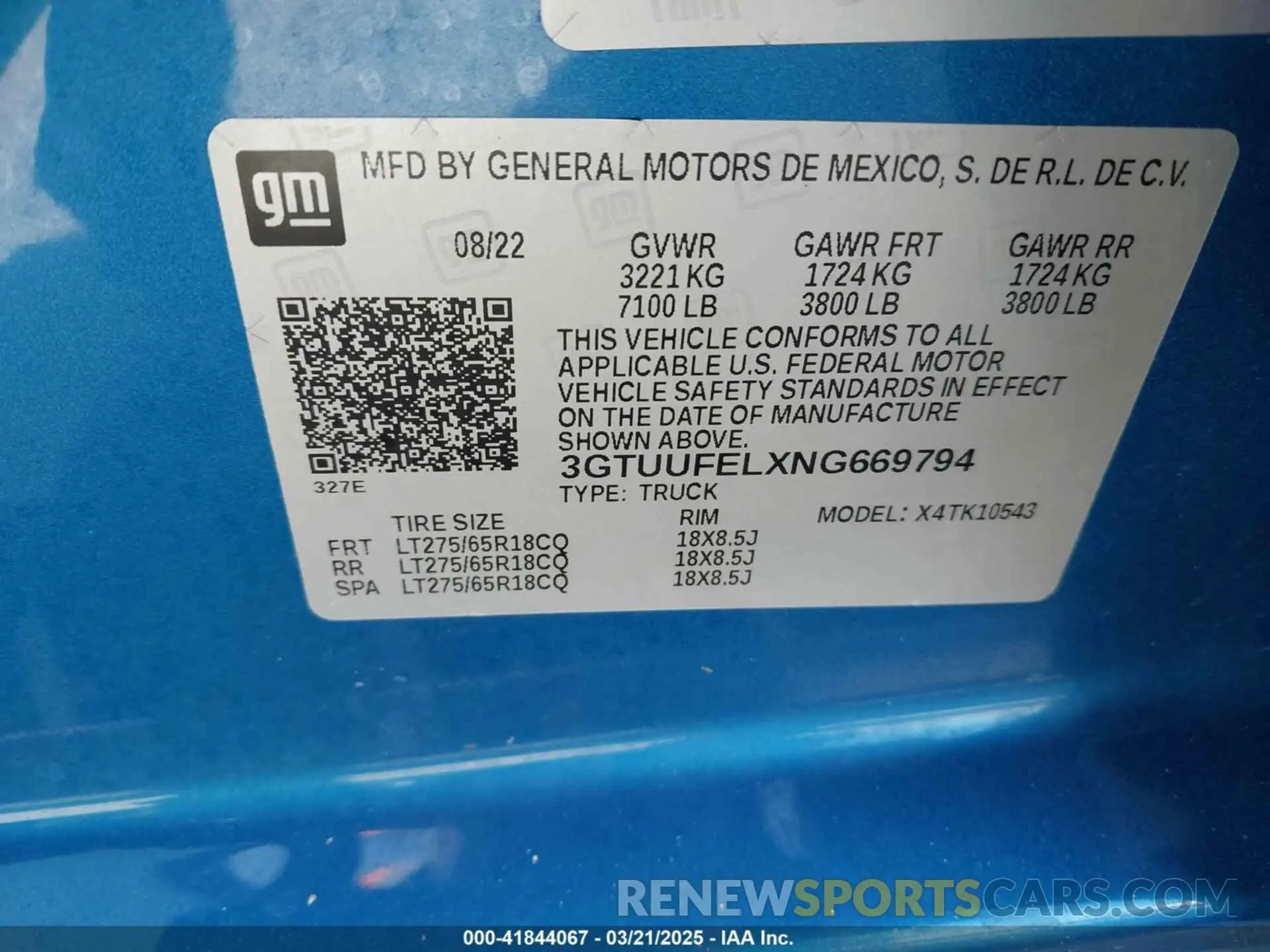 9 fotografías del automóvil dañado 3GTUUFELXNG669794 GMC SIERRA 1500 2022