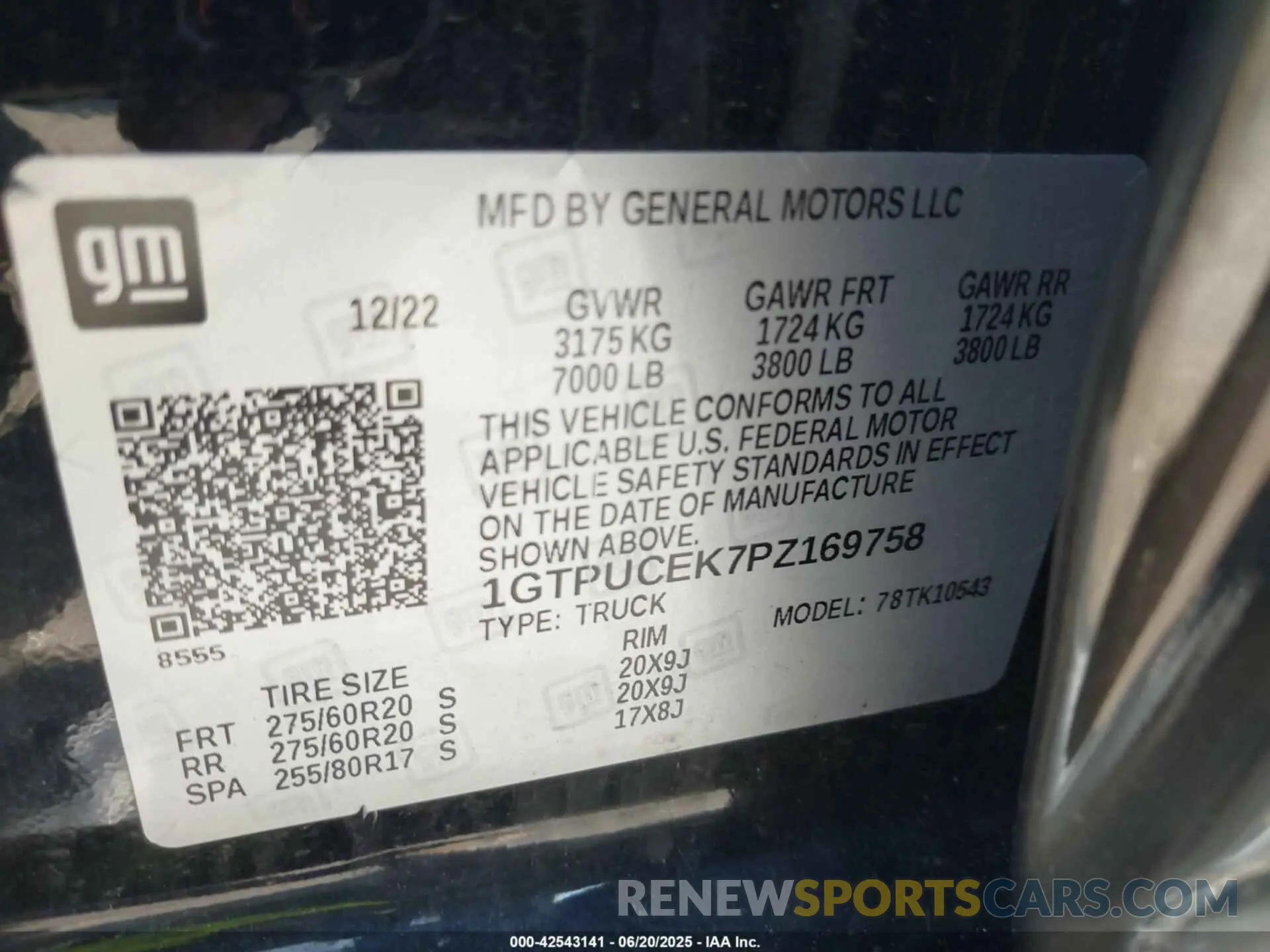 9 fotografías del automóvil dañado 1GTPUCEK7PZ169758 GMC SIERRA 1500 2023