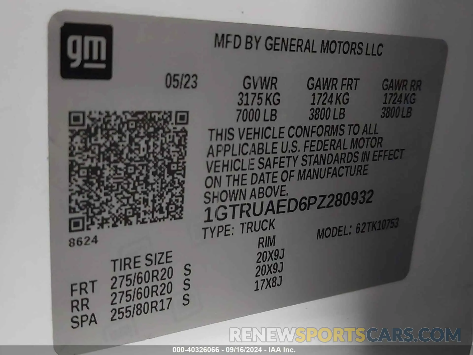 9 fotografías del automóvil dañado 1GTRUAED6PZ280932 GMC SIERRA 1500 2023