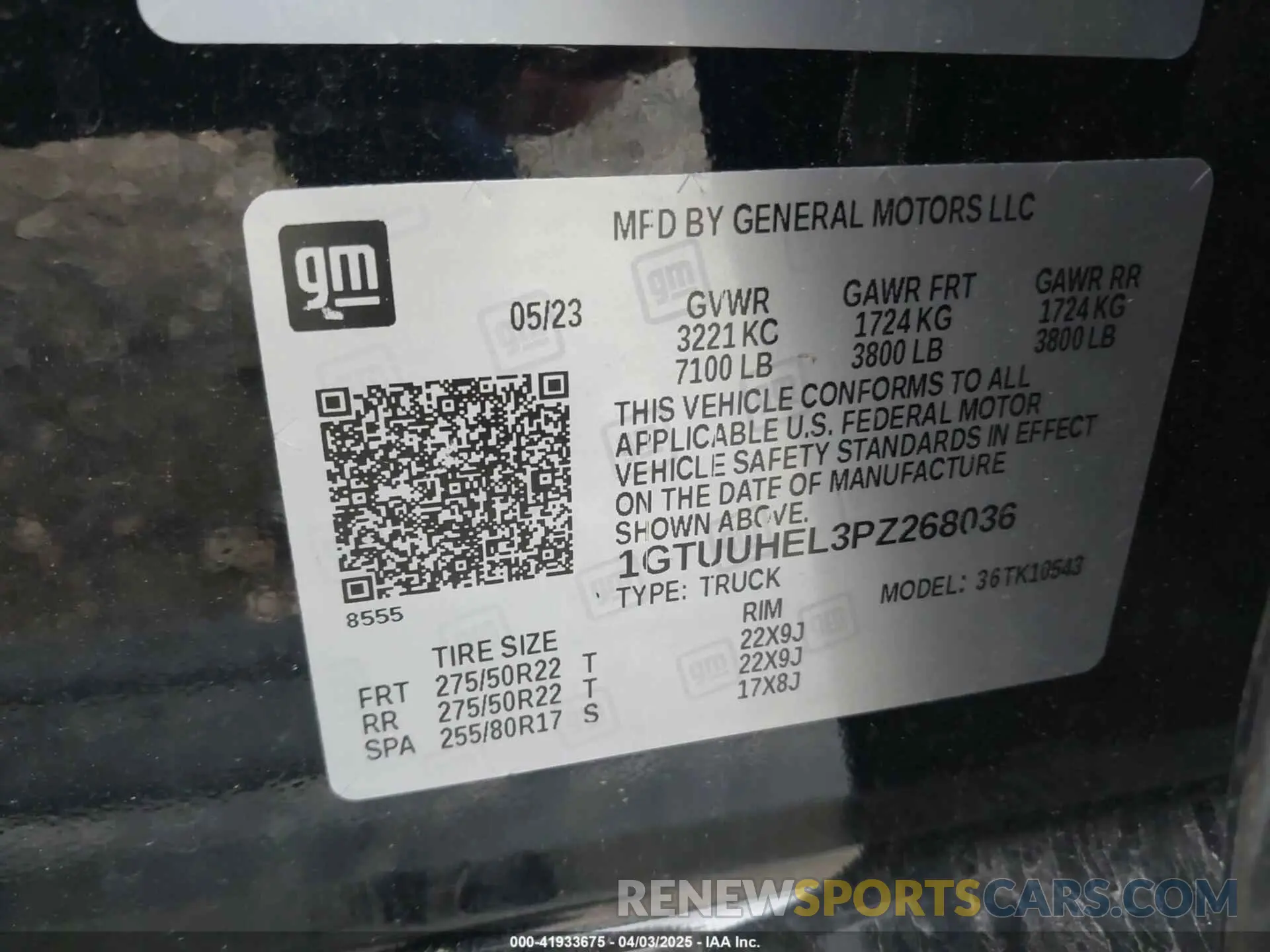 9 fotografías del automóvil dañado 1GTUUHEL3PZ268036 GMC SIERRA 1500 2023