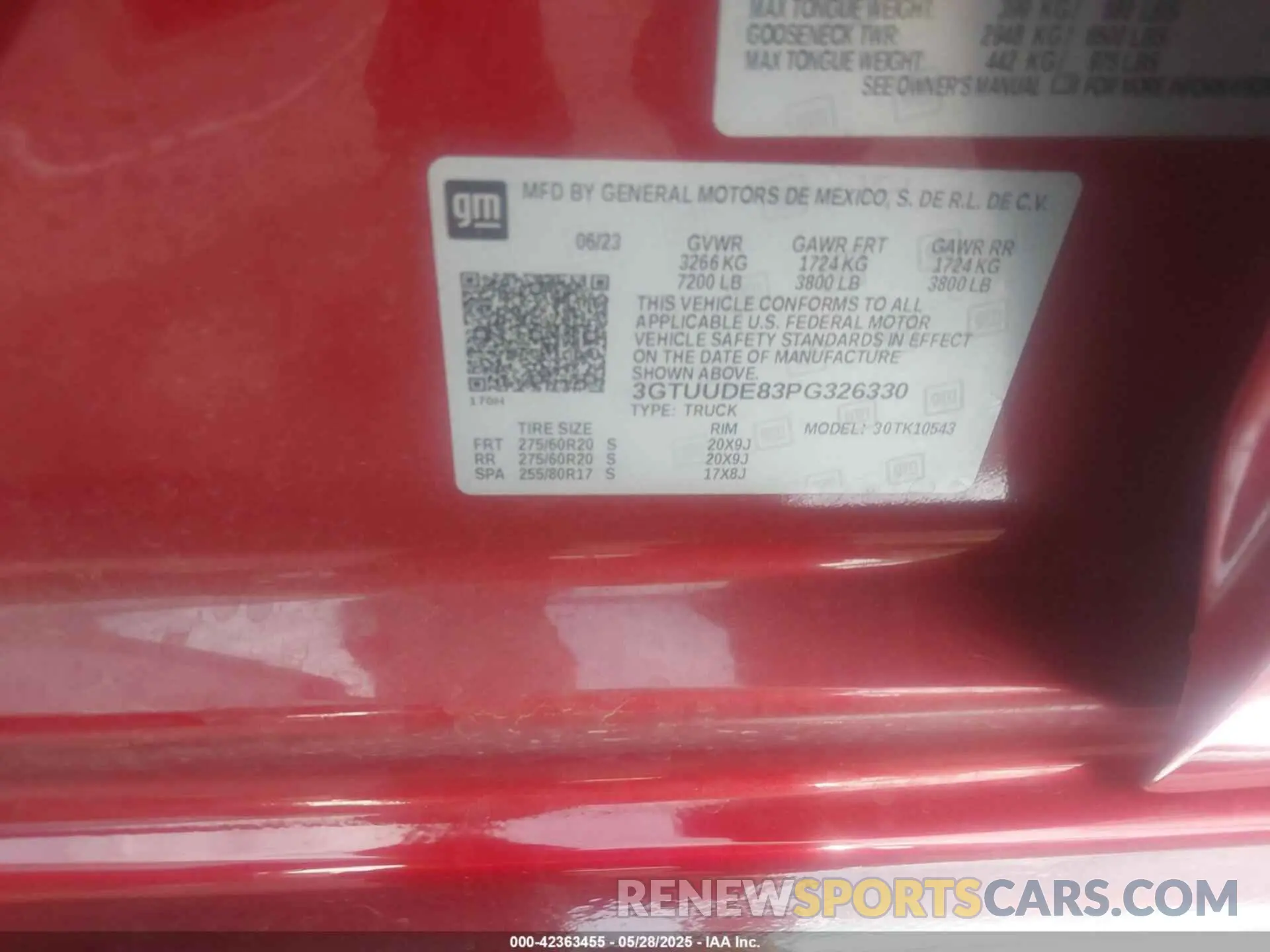 9 fotografías del automóvil dañado 3GTUUDE83PG326330 GMC SIERRA 1500 2023