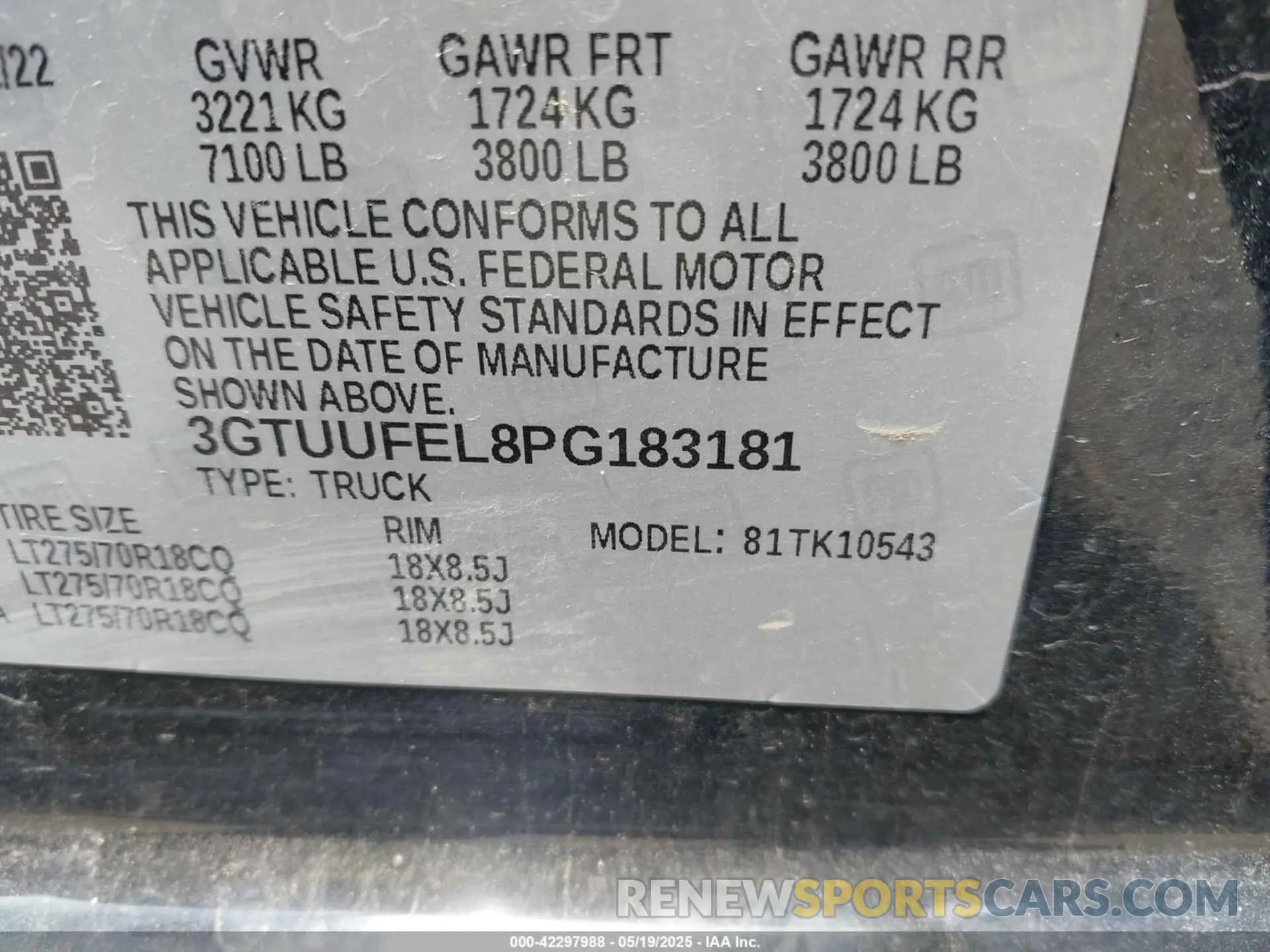 9 fotografías del automóvil dañado 3GTUUFEL8PG183181 GMC SIERRA 1500 2023