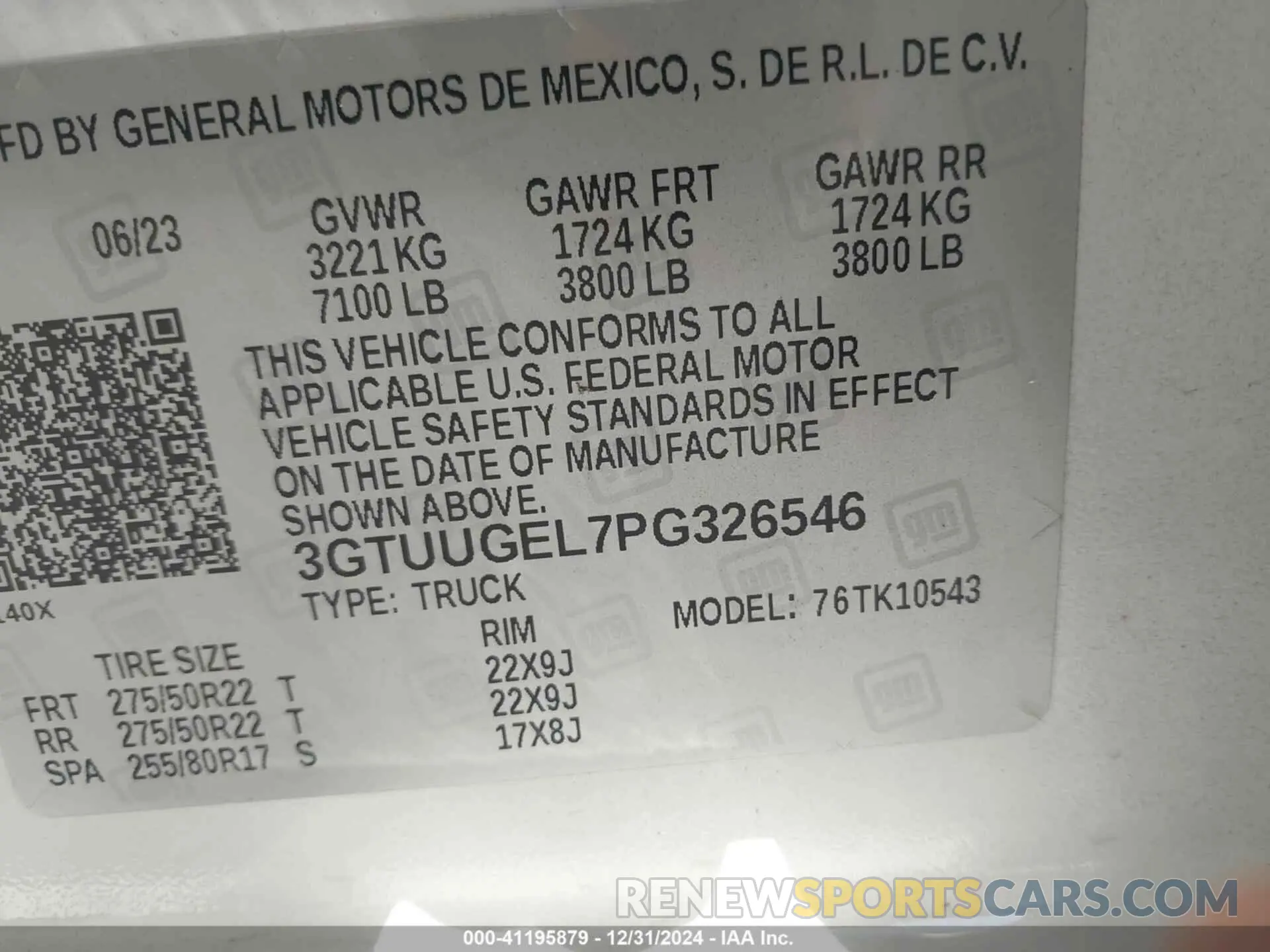 9 fotografías del automóvil dañado 3GTUUGEL7PG326546 GMC SIERRA 1500 2023