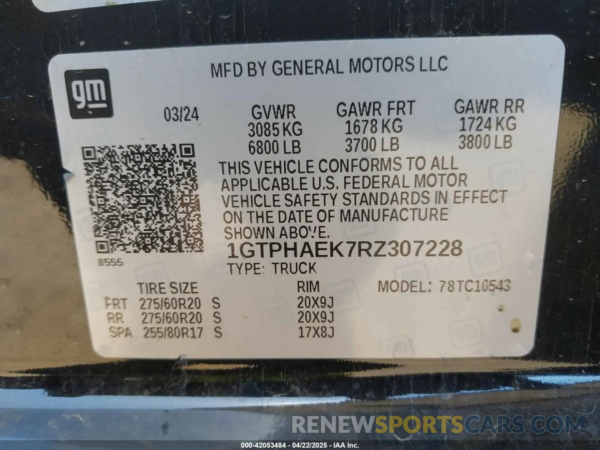 9 fotografías del automóvil dañado 1GTPHAEK7RZ307228 GMC SIERRA 1500 2024