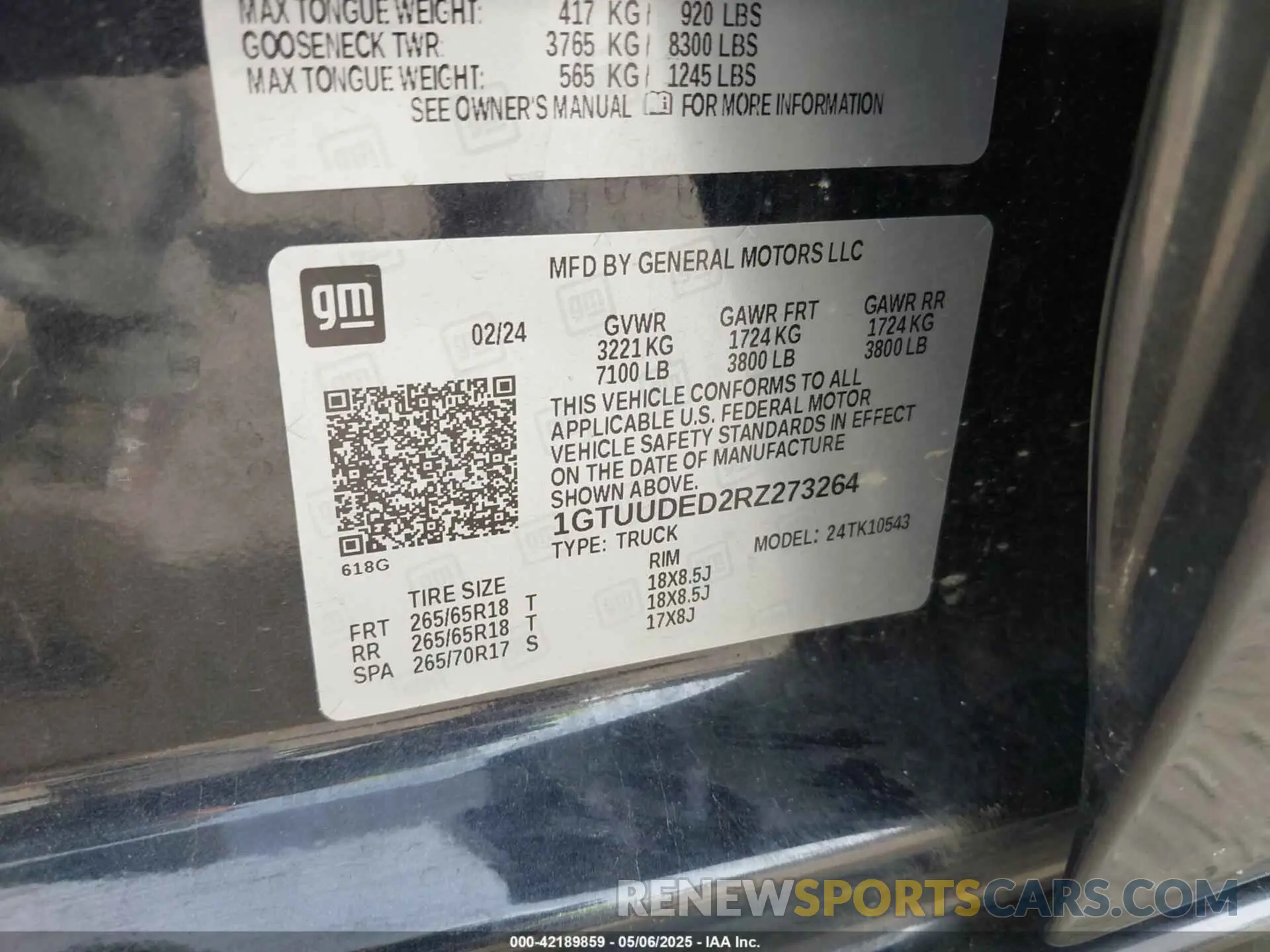 9 fotografías del automóvil dañado 1GTUUDED2RZ273264 GMC SIERRA 1500 2024