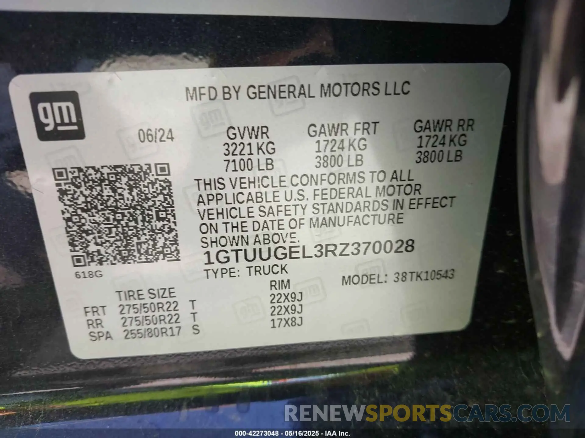 9 fotografías del automóvil dañado 1GTUUGEL3RZ370028 GMC SIERRA 1500 2024