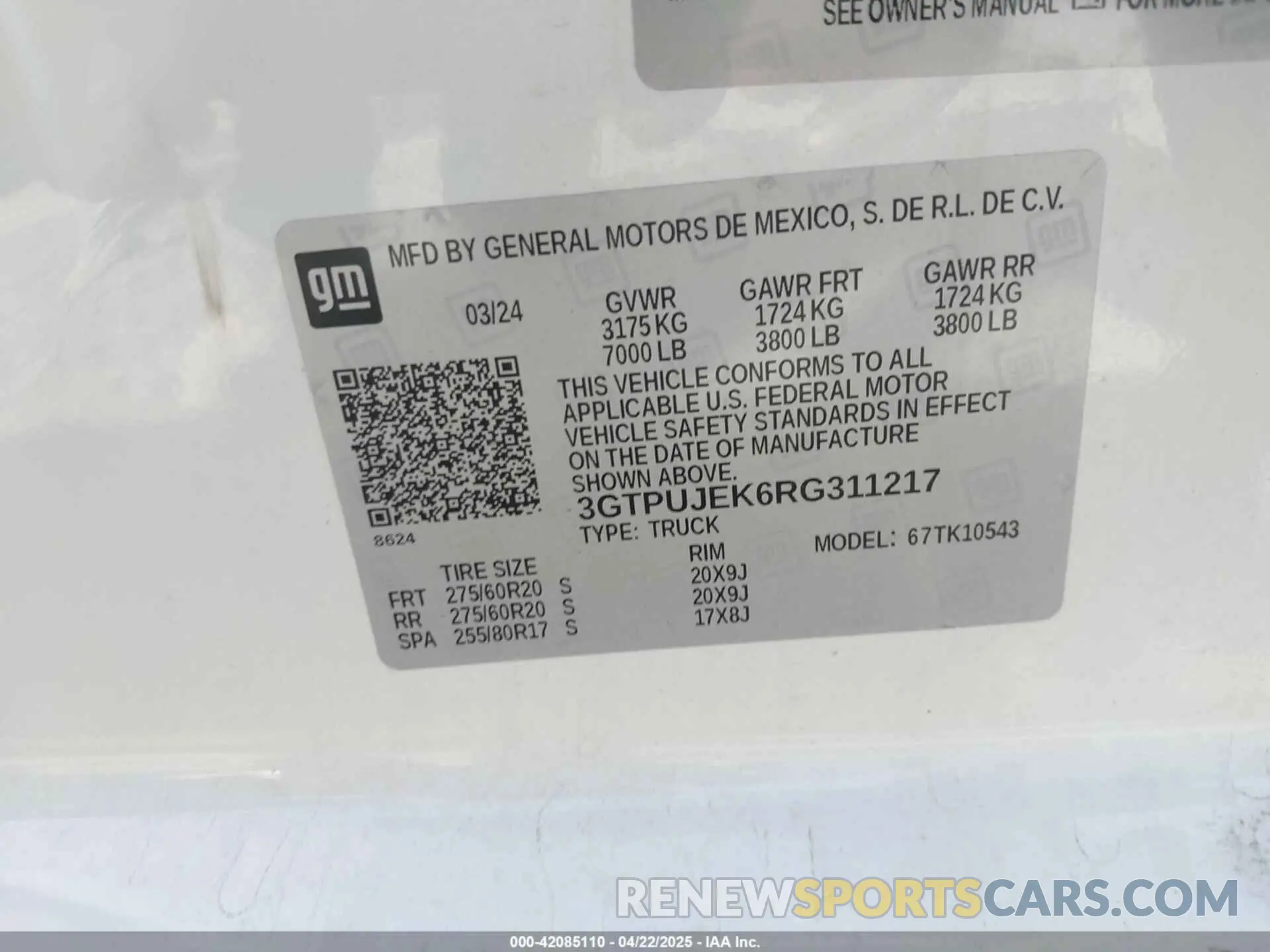 9 fotografías del automóvil dañado 3GTPUJEK6RG311217 GMC SIERRA 1500 2024