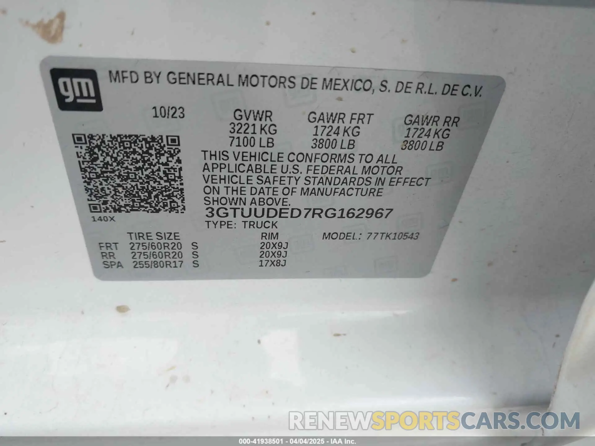9 fotografías del automóvil dañado 3GTUUDED7RG162967 GMC SIERRA 1500 2024