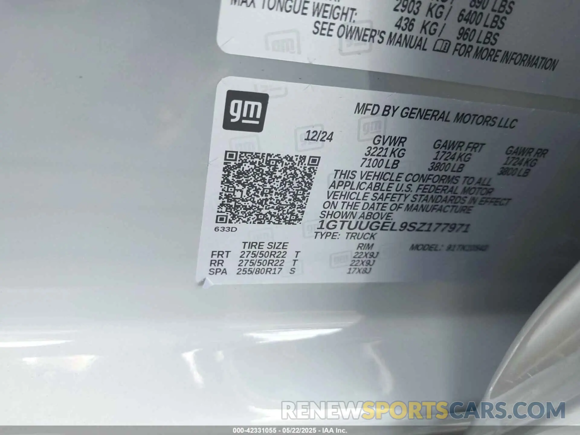 9 fotografías del automóvil dañado 1GTUUGEL9SZ177971 GMC SIERRA 1500 2025