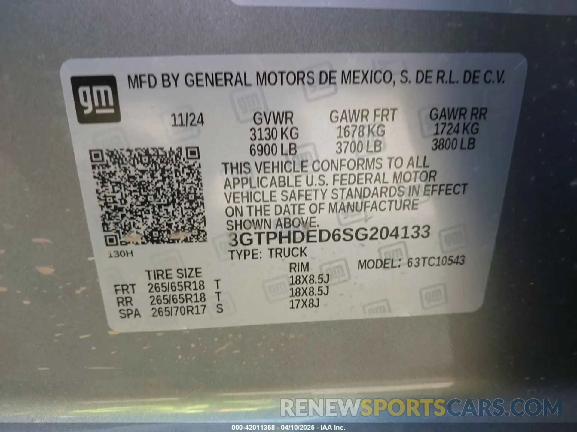 9 fotografías del automóvil dañado 3GTPHDED6SG204133 GMC SIERRA 1500 2025