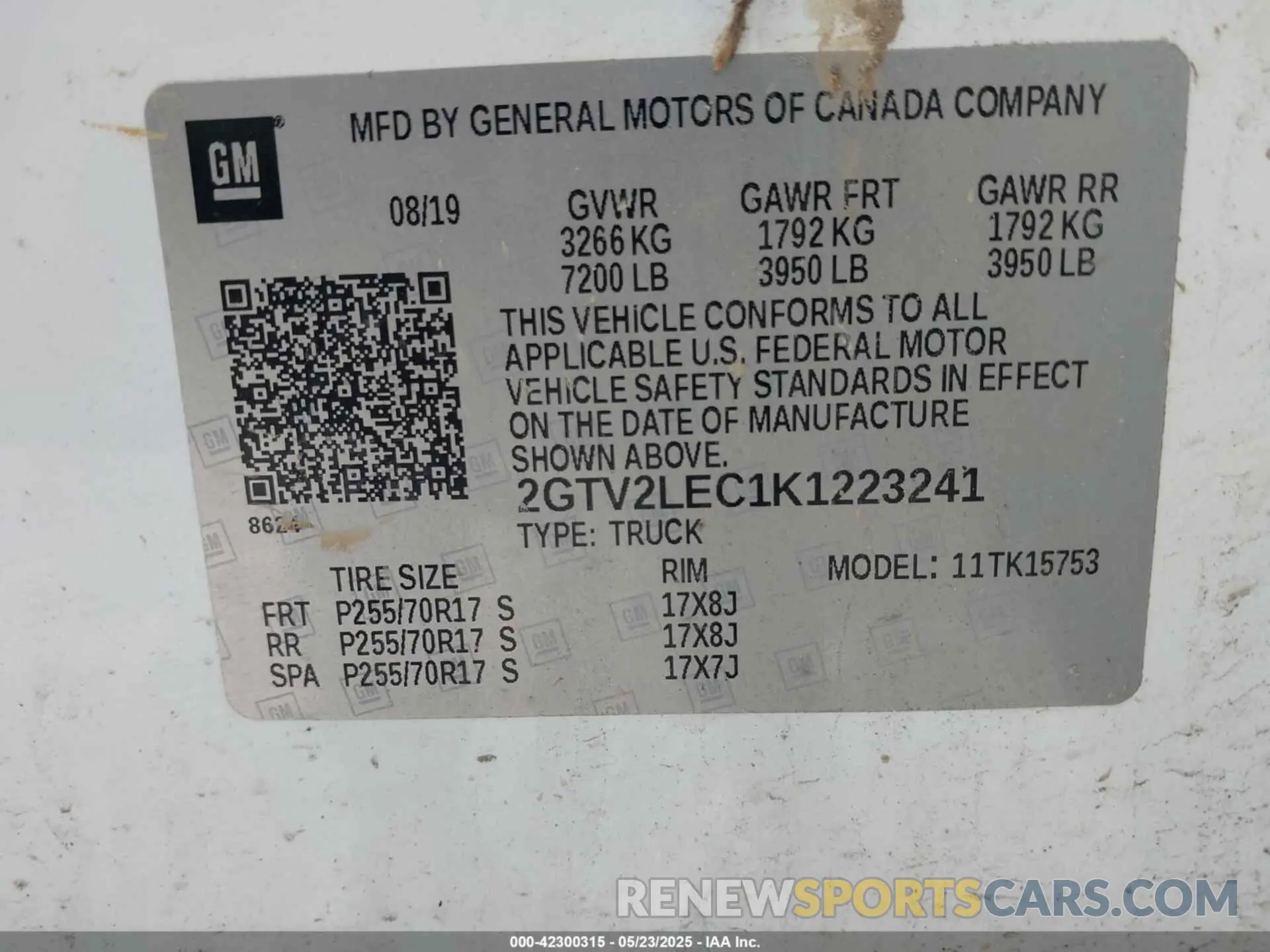 9 fotografías del automóvil dañado 2GTV2LEC1K1223241 GMC SIERRA 1500 LIMITED 2019