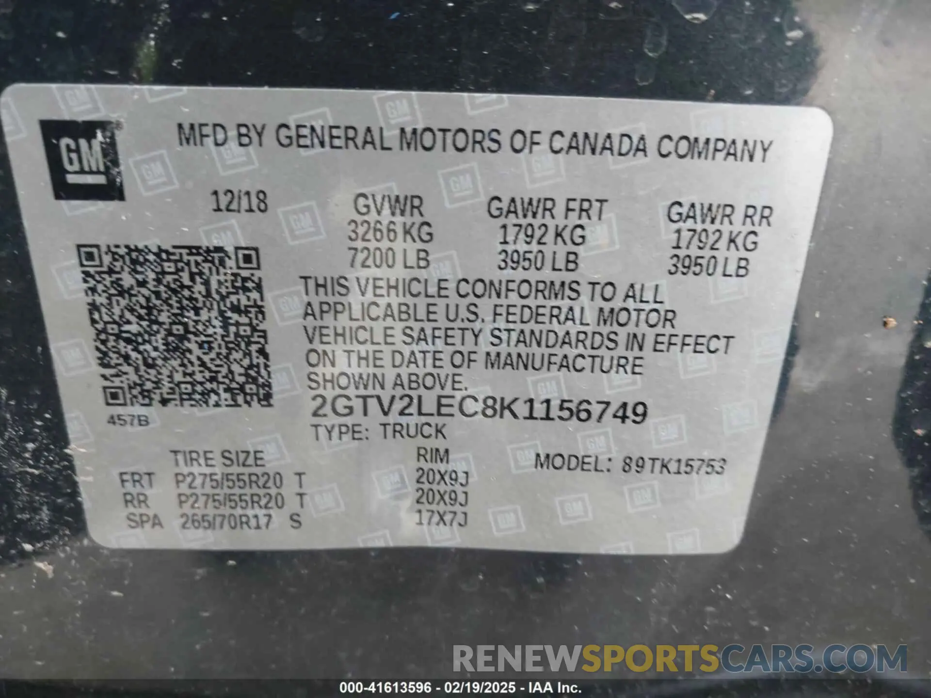 9 fotografías del automóvil dañado 2GTV2LEC8K1156749 GMC SIERRA 1500 LIMITED 2019