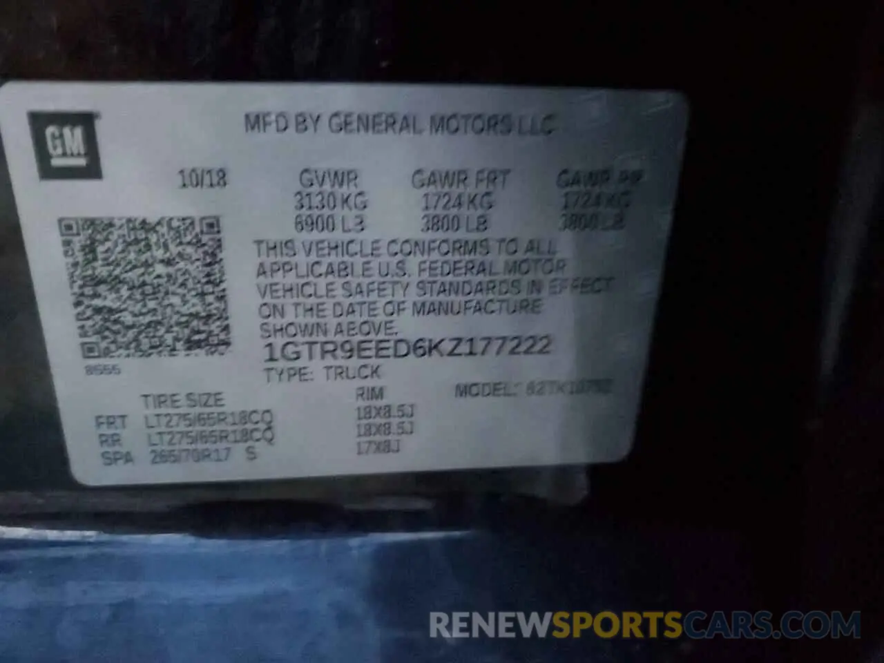 12 fotografías del automóvil dañado 1GTR9EED6KZ177222 GMC SIERRA 2019