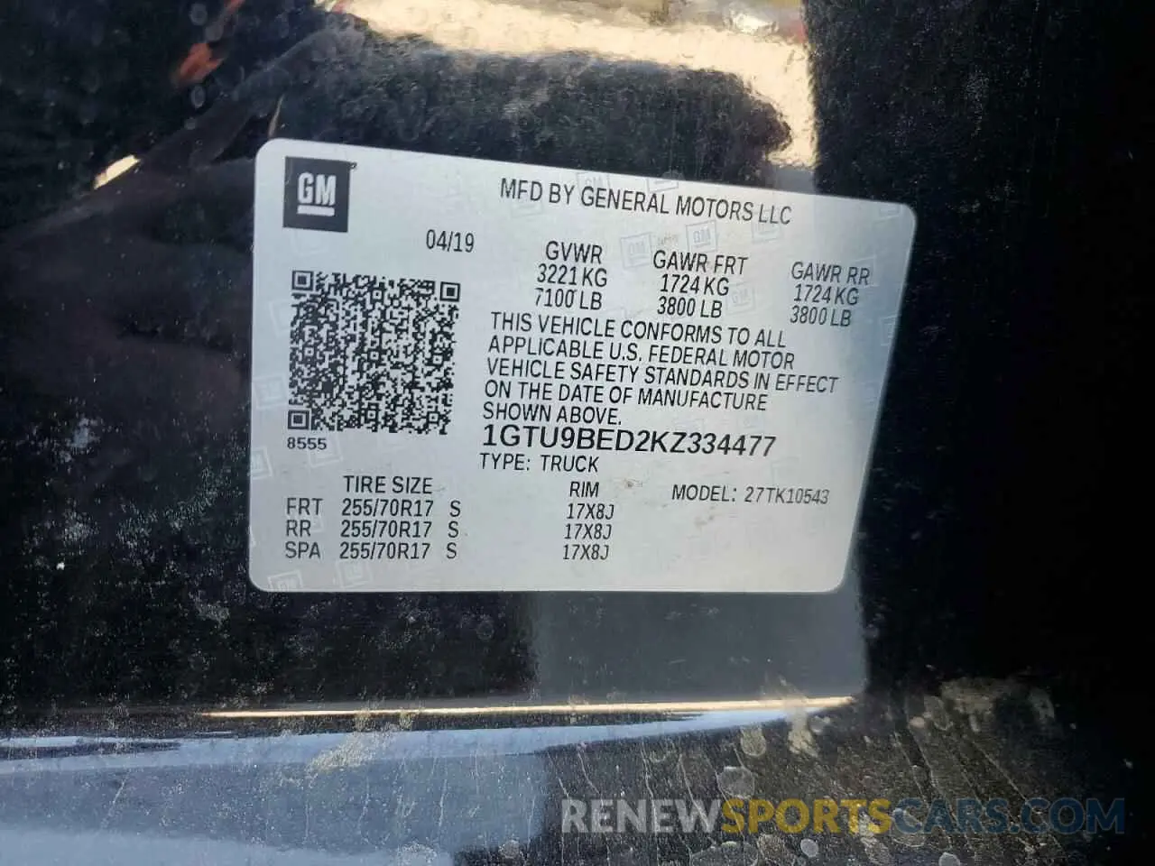 12 fotografías del automóvil dañado 1GTU9BED2KZ334477 GMC SIERRA 2019