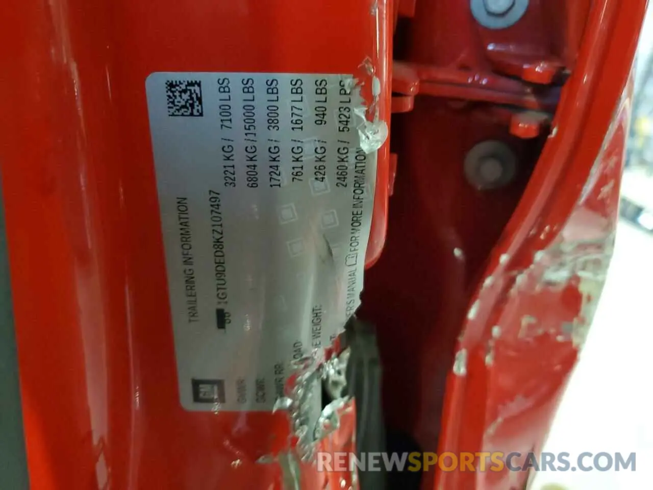 14 fotografías del automóvil dañado 1GTU9DED8KZ107497 GMC SIERRA 2019