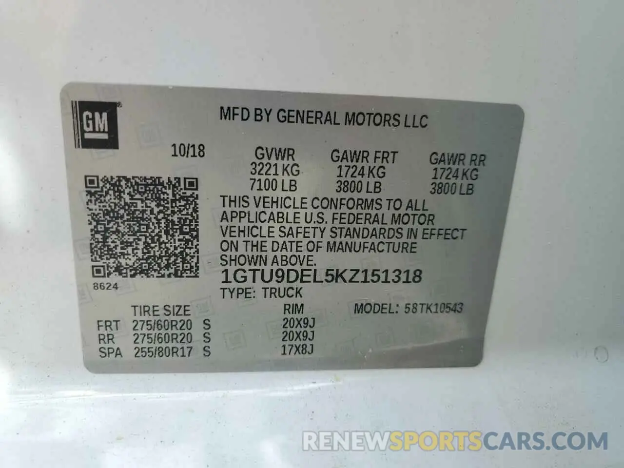 12 fotografías del automóvil dañado 1GTU9DEL5KZ151318 GMC SIERRA 2019