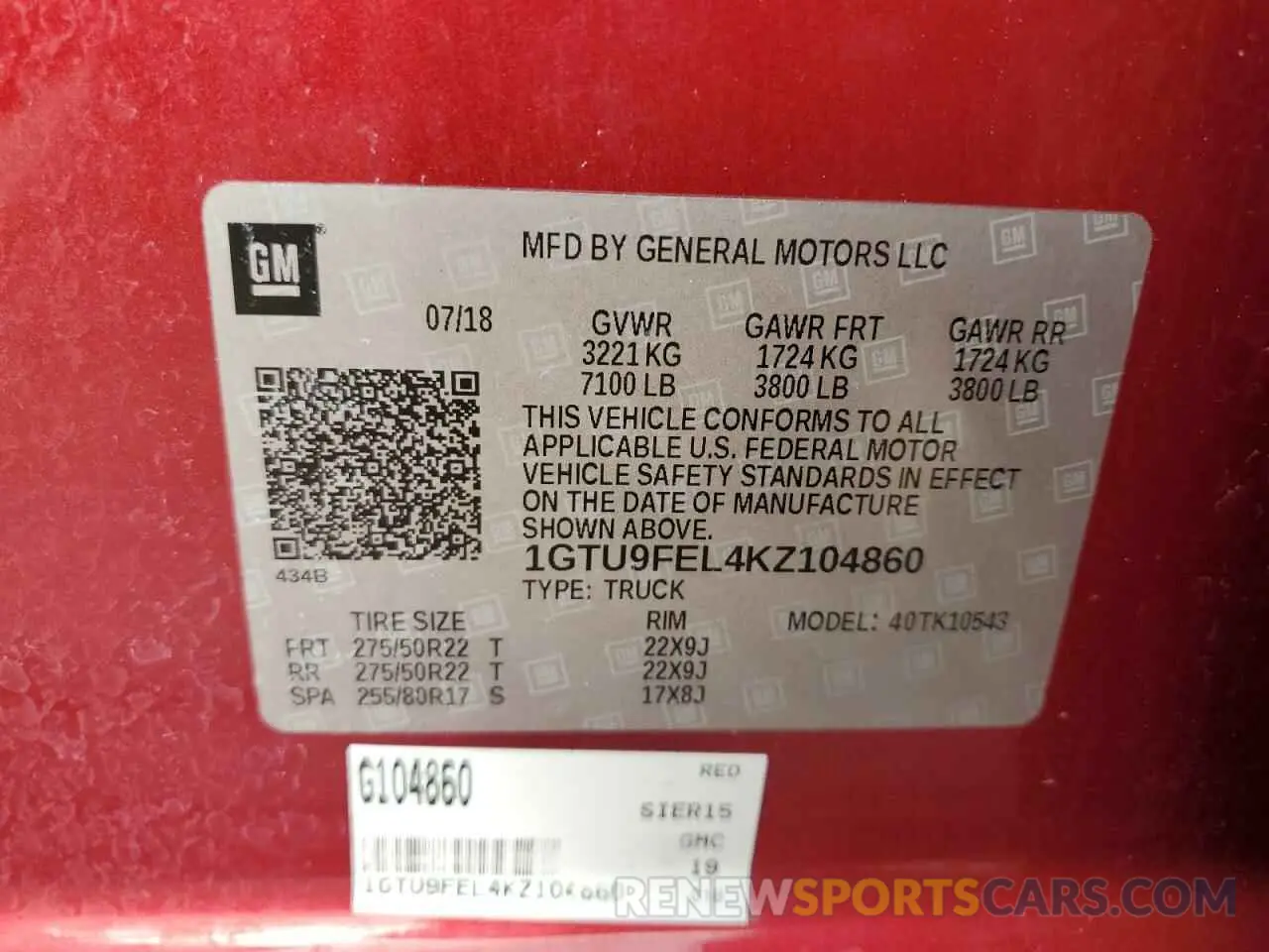 12 fotografías del automóvil dañado 1GTU9FEL4KZ104860 GMC SIERRA 2019