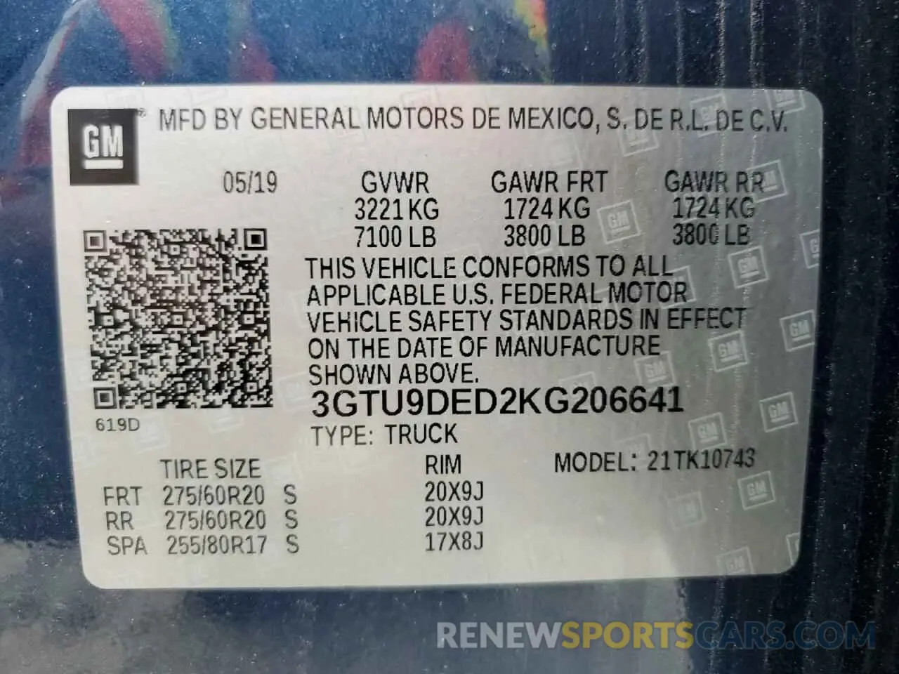 13 fotografías del automóvil dañado 3GTU9DED2KG206641 GMC SIERRA 2019