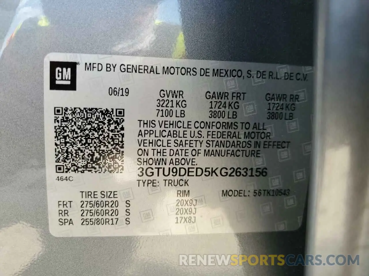 13 fotografías del automóvil dañado 3GTU9DED5KG263156 GMC SIERRA 2019