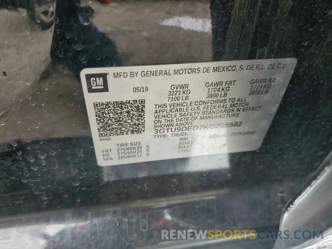 13 fotografías del automóvil dañado 3GTU9DED7KG205582 GMC SIERRA 2019