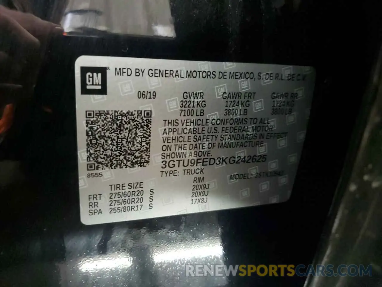 13 fotografías del automóvil dañado 3GTU9FED3KG242625 GMC SIERRA 2019