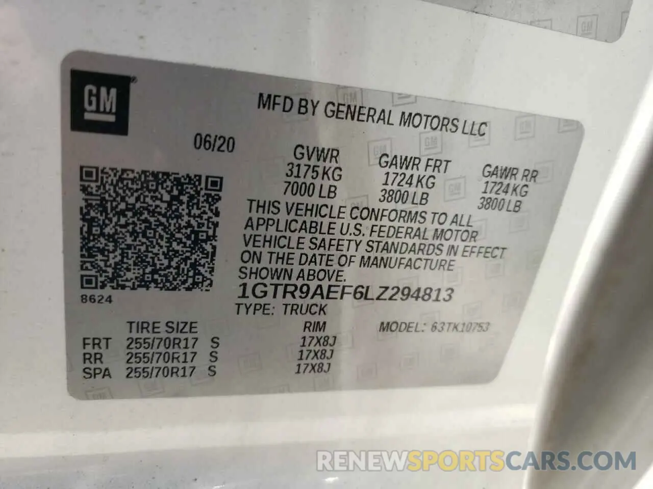 14 fotografías del automóvil dañado 1GTR9AEF6LZ294813 GMC SIERRA 2020
