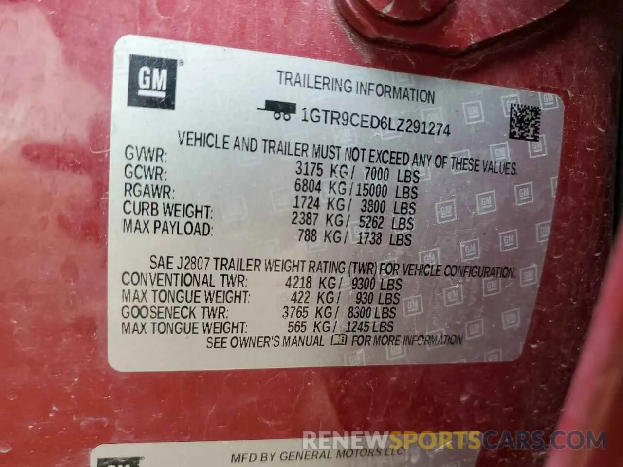 14 fotografías del automóvil dañado 1GTR9CED6LZ291274 GMC SIERRA 2020