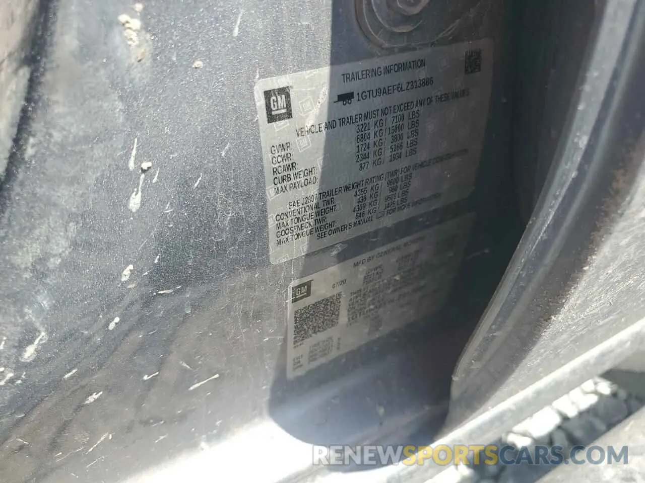 12 fotografías del automóvil dañado 1GTU9AEF6LZ313886 GMC SIERRA 2020
