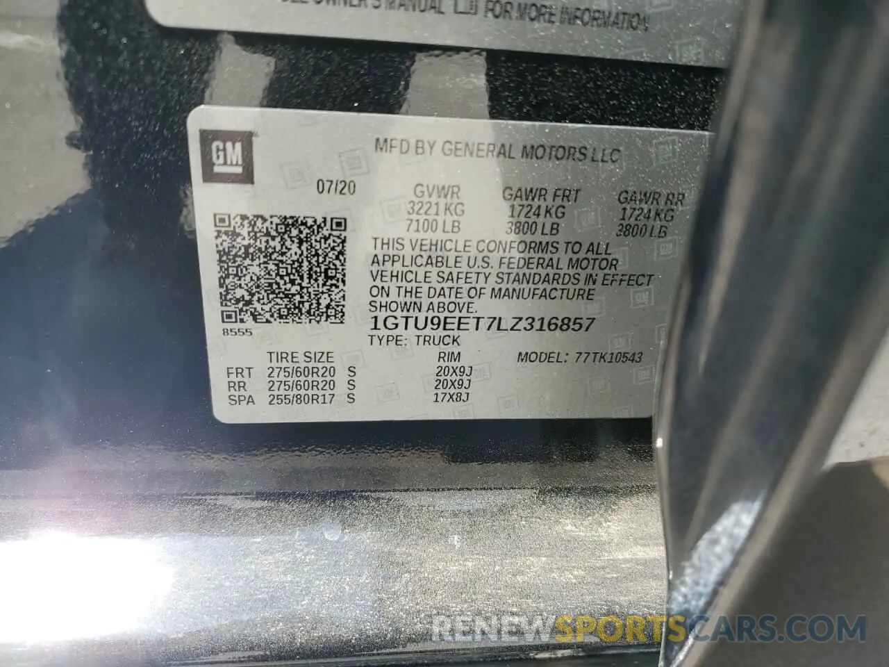 12 fotografías del automóvil dañado 1GTU9EET7LZ316857 GMC SIERRA 2020