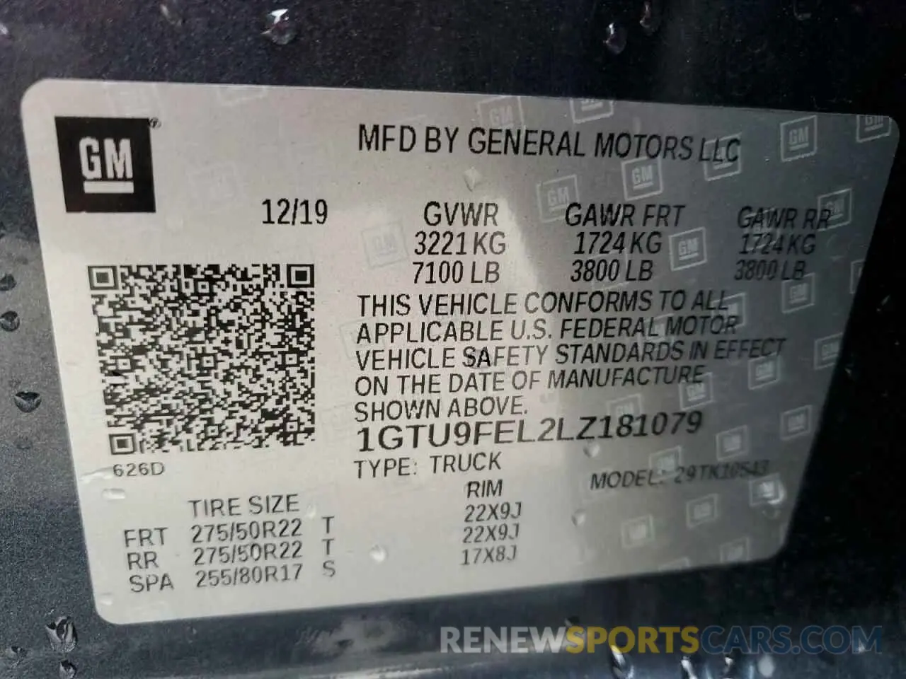 13 fotografías del automóvil dañado 1GTU9FEL2LZ181079 GMC SIERRA 2020