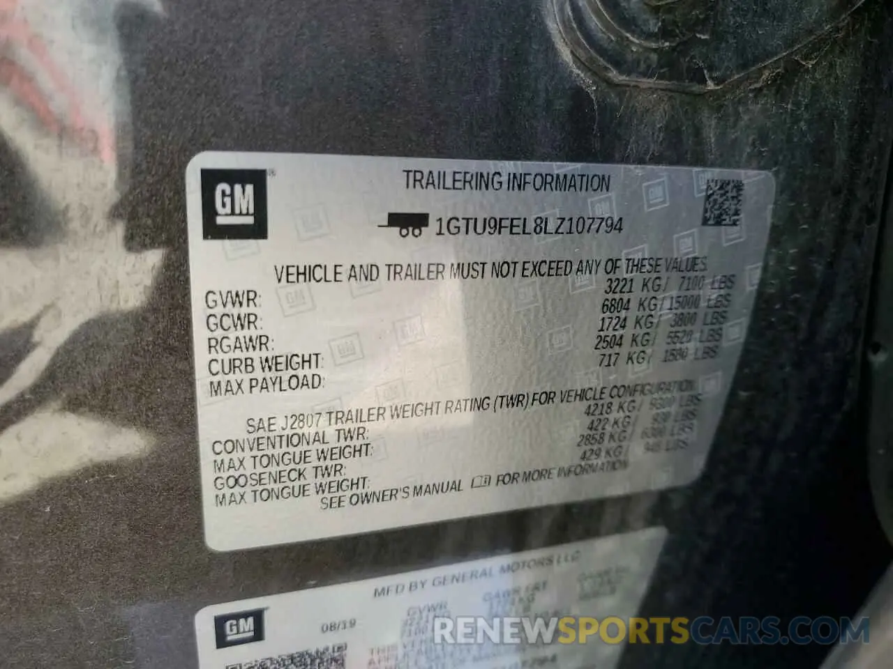 12 fotografías del automóvil dañado 1GTU9FEL8LZ107794 GMC SIERRA 2020