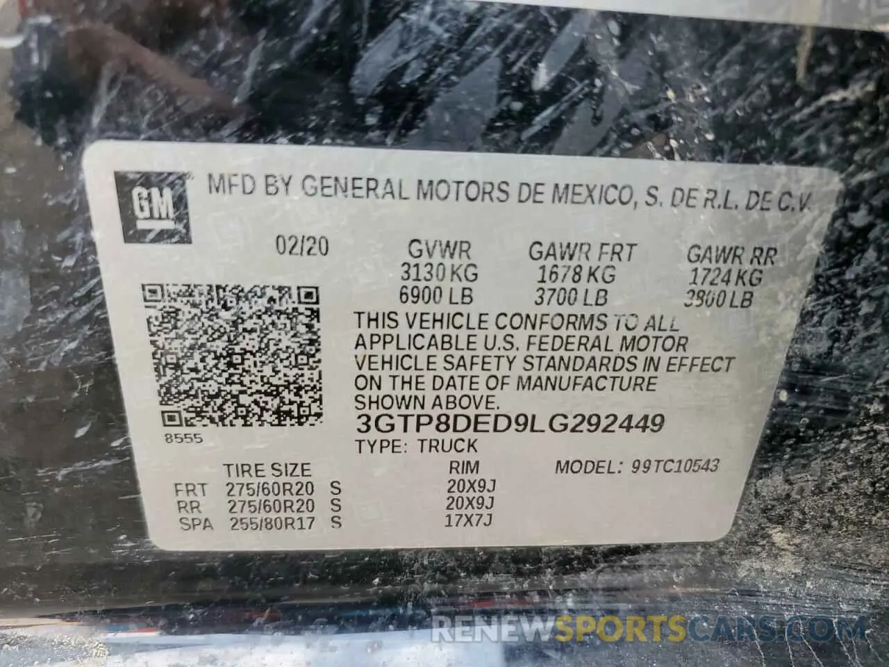 12 fotografías del automóvil dañado 3GTP8DED9LG292449 GMC SIERRA 2020